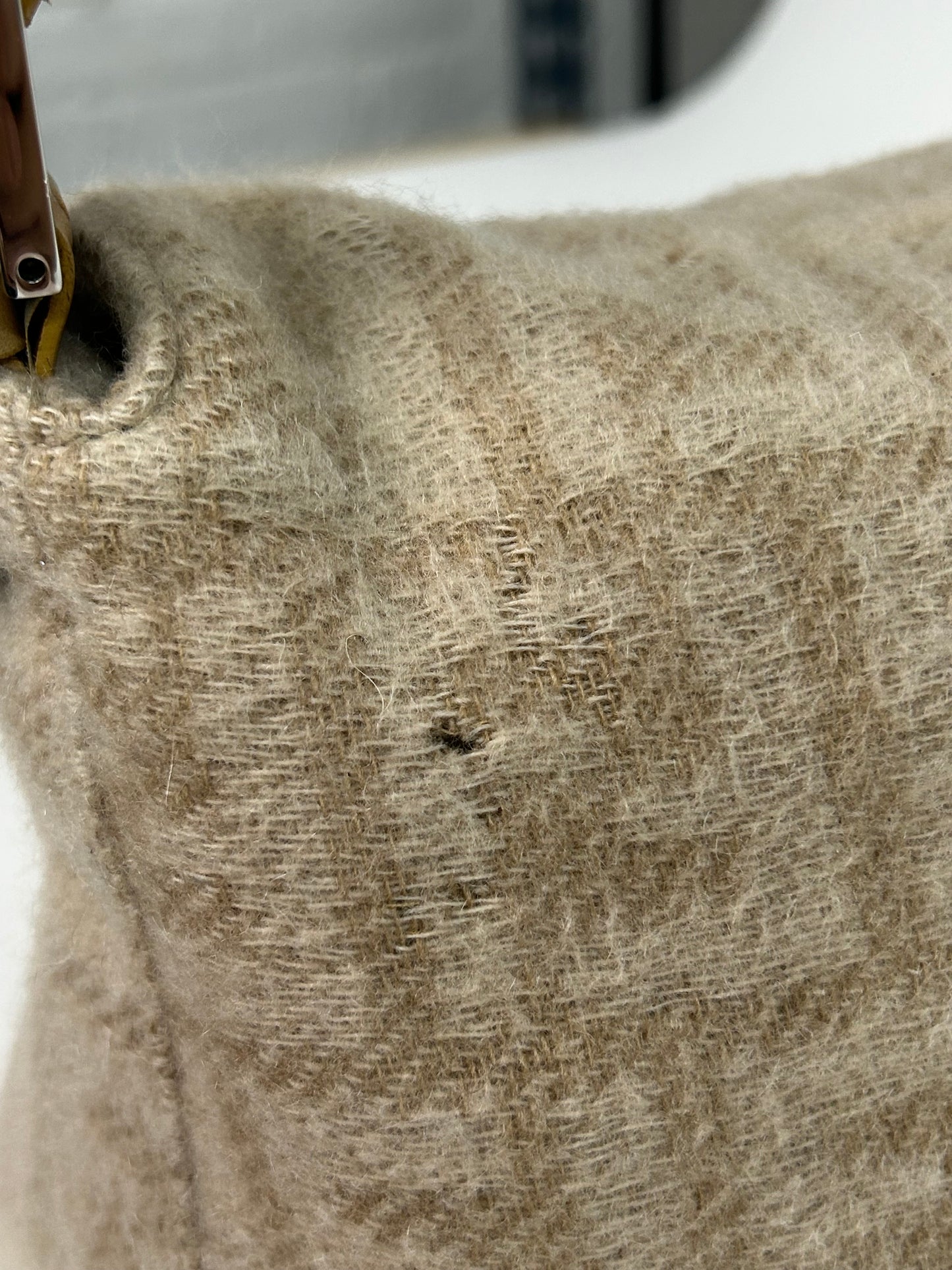 Fendi Beige Wool Zucca Monogram Mama Baguette Shoulder Bag