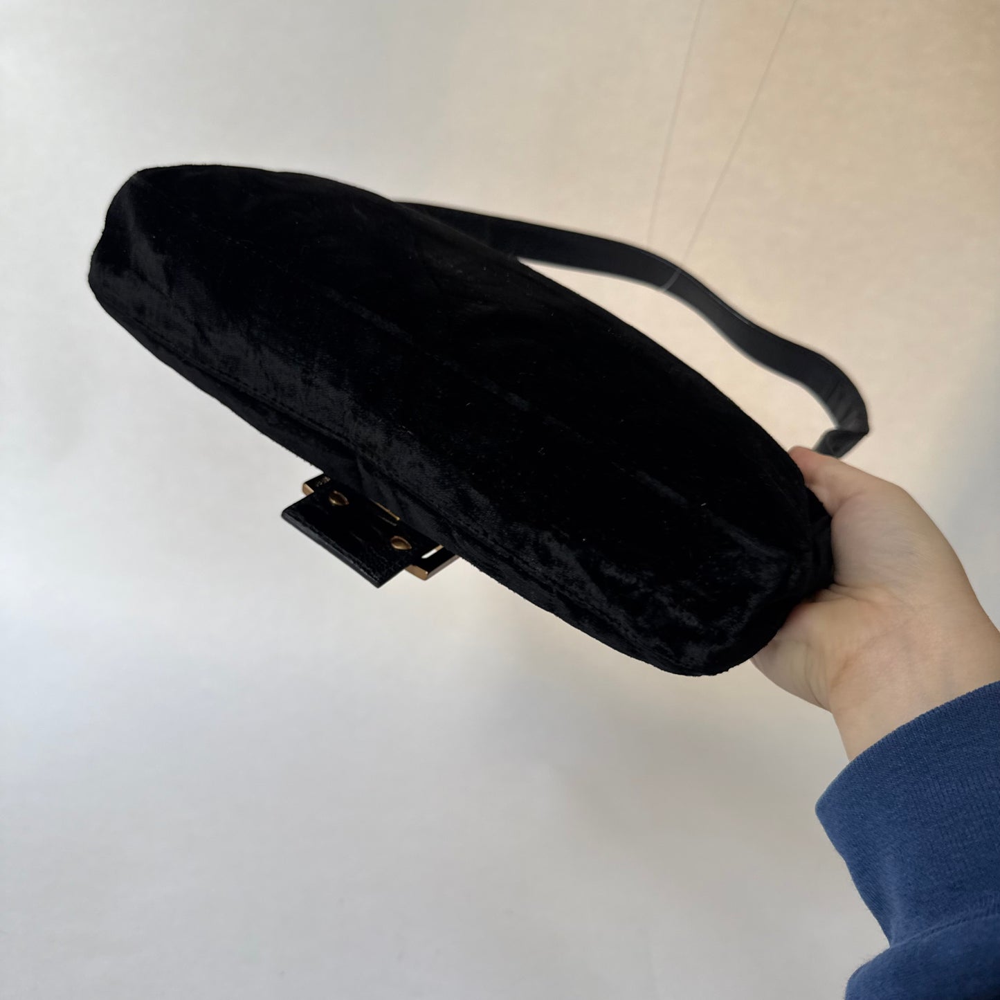 RARE Fendi Black Floral Embossed Velour & Crocodile GHW Baguette