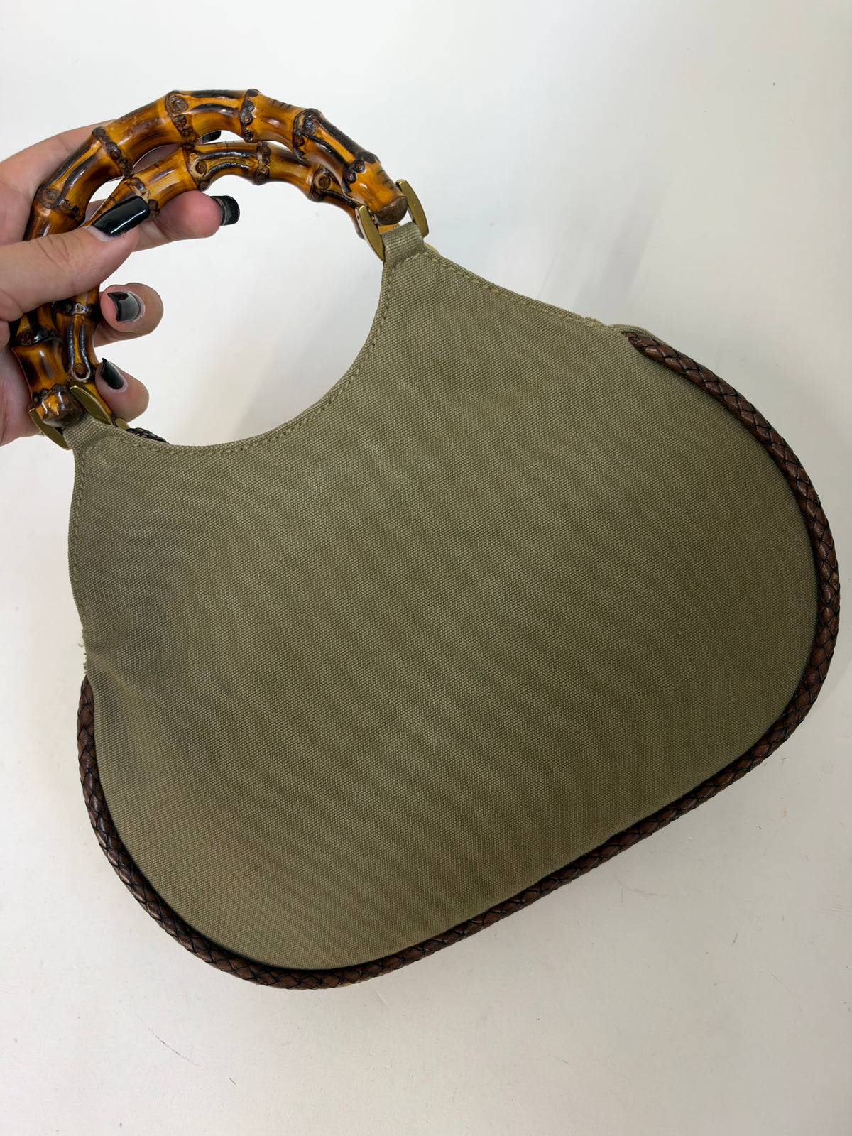 Gucci Bamboo Handle Khaki Mini Tote