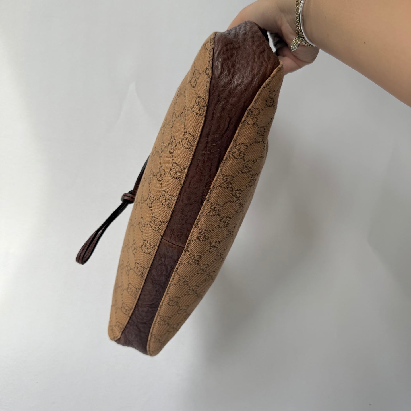 Gucci Brown Monogram Canvas Horsebit Shoulder Bag