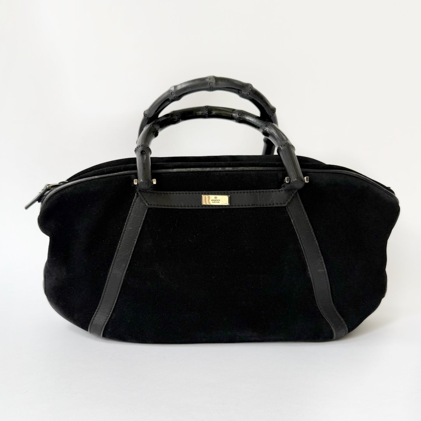 Gucci Black Suede Tom Ford Era Bamboo Handle Bag