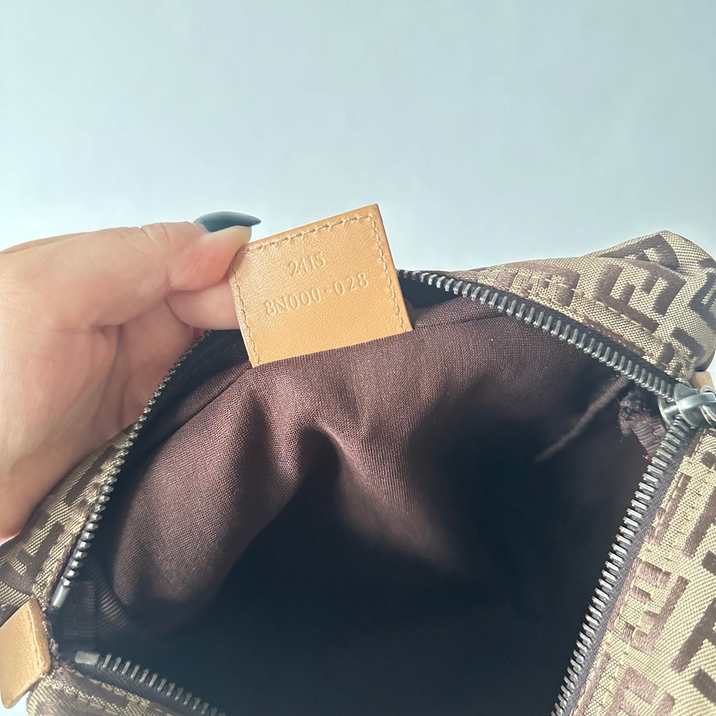 Fendi Brown Zucchino Mini Top Handle Bag