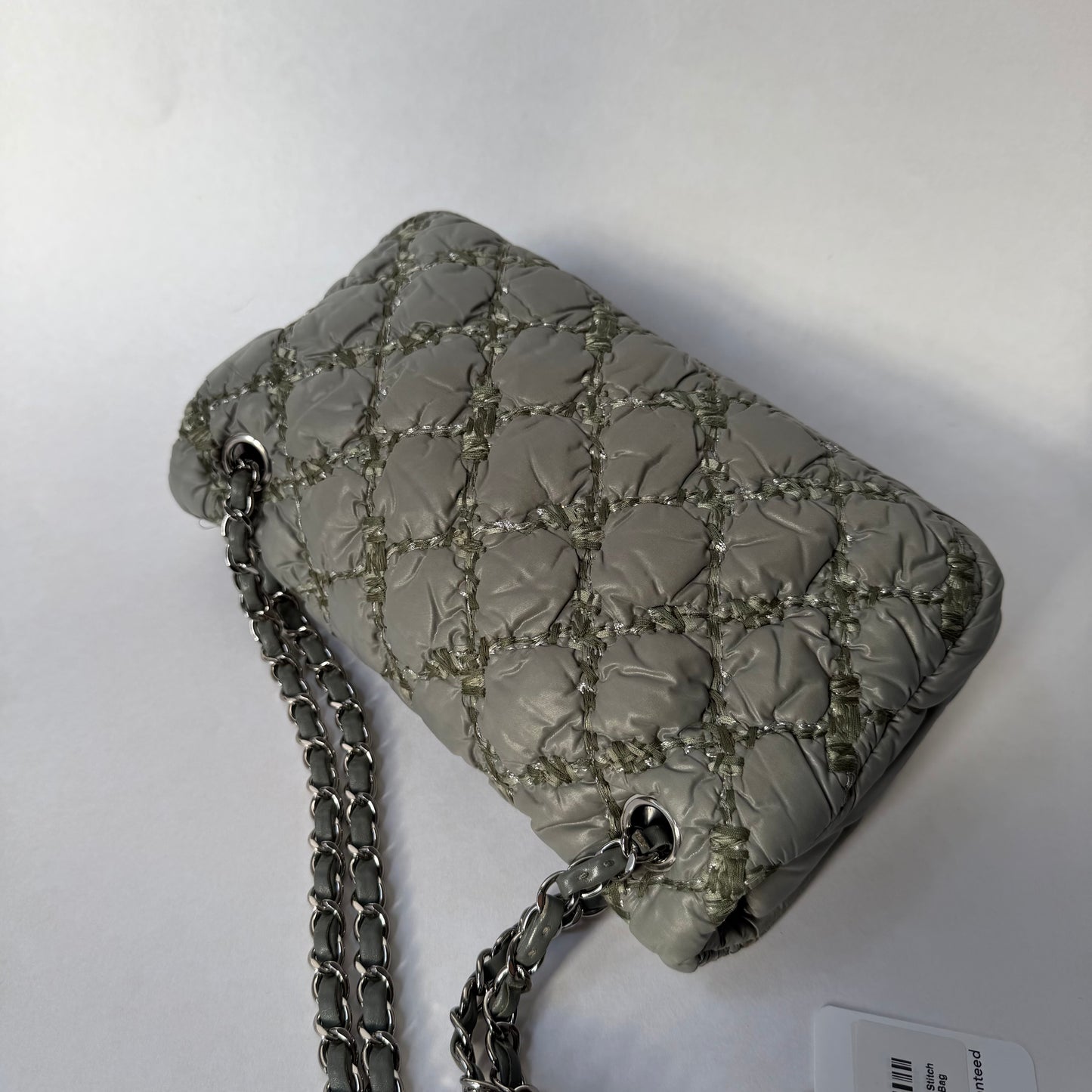 Chanel Gray Nylon Wild Stitch Quilted Flap Shoulder Bag
