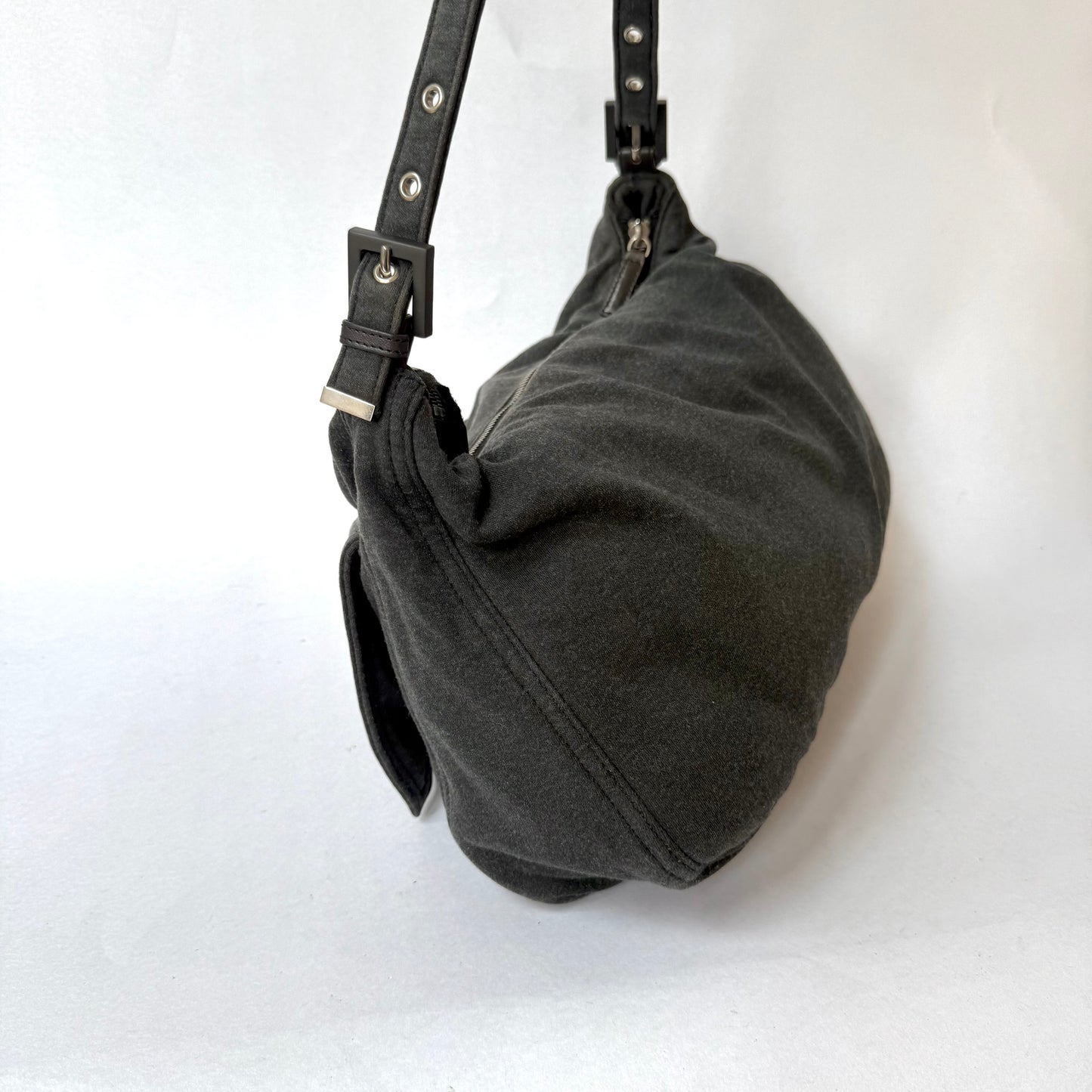 Fendi Gray Wool Mamma Jumbo Baguette