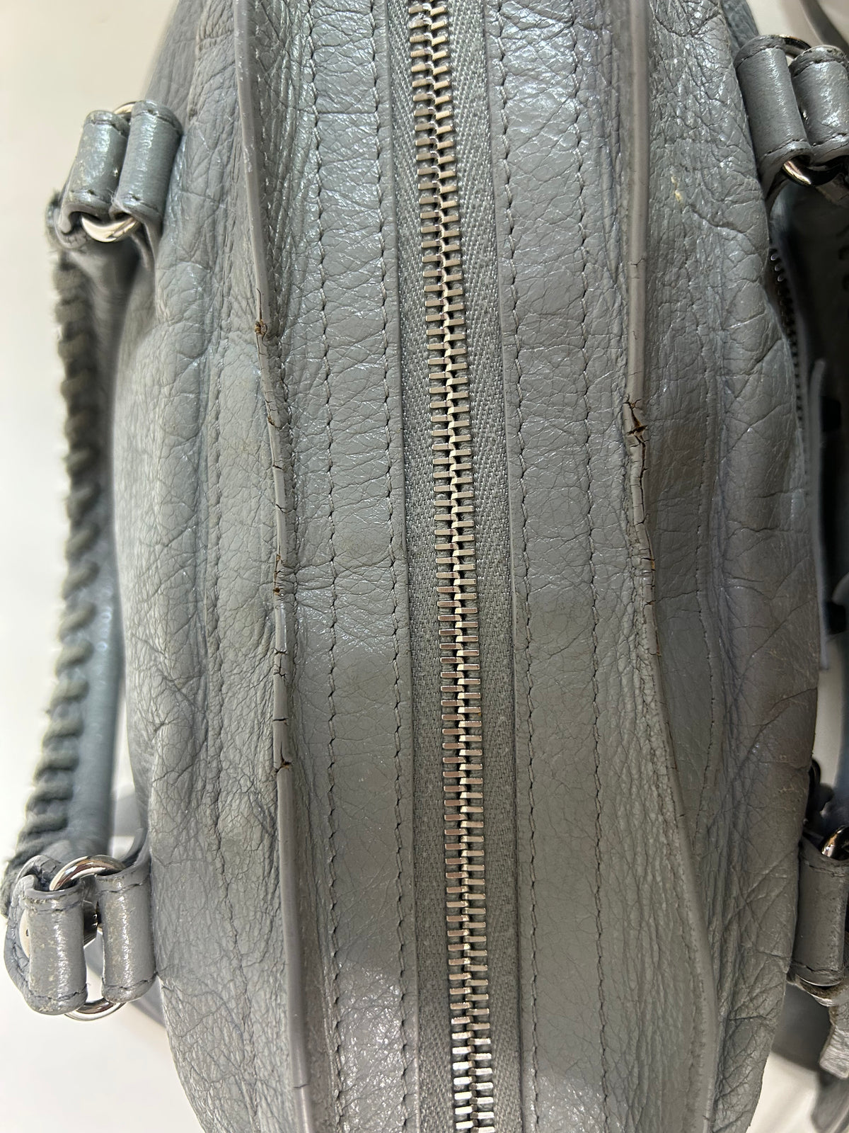 Balenciaga Gray Leather Medium City Bag w/ Silver Hardware