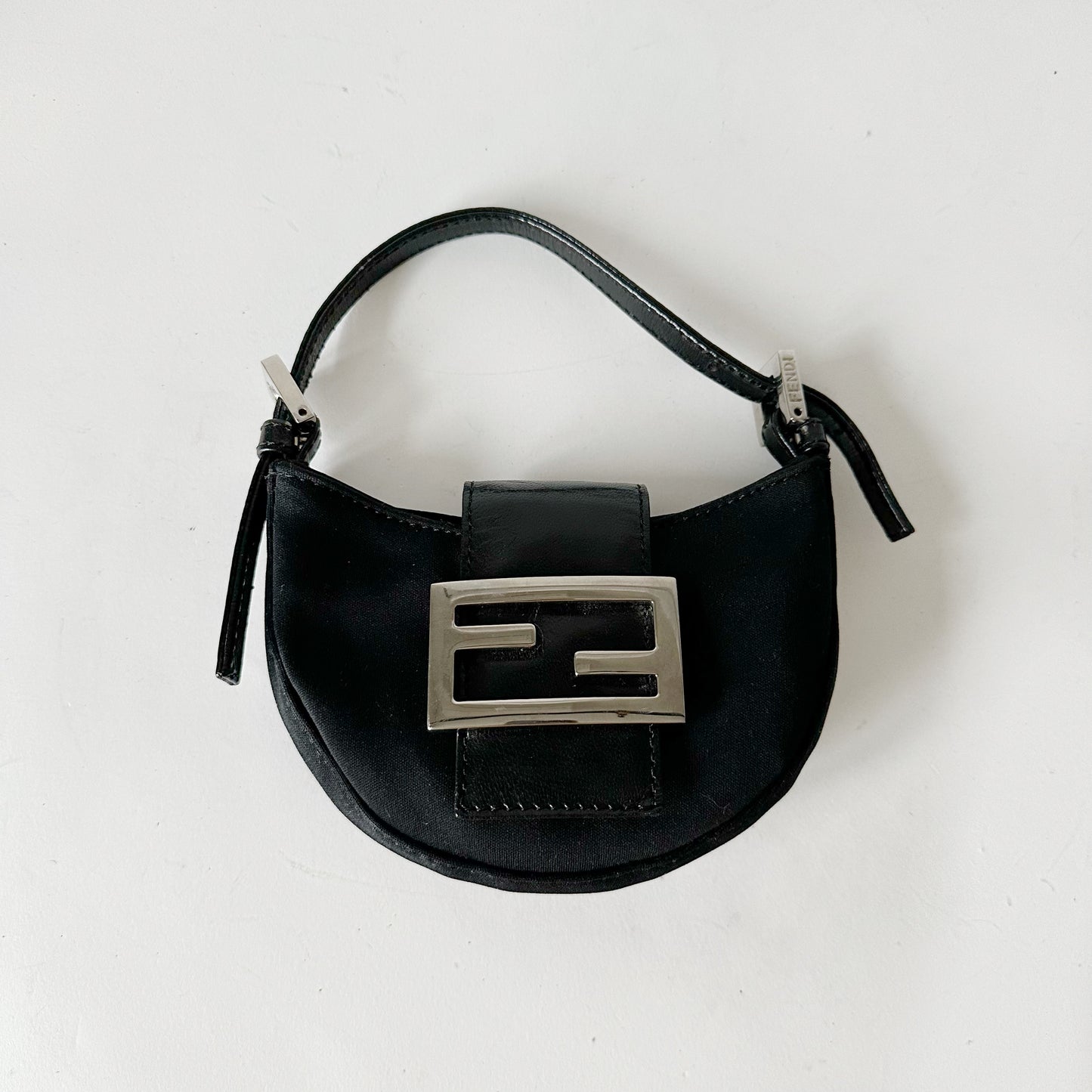 Fendi Black Neoprene Croissant Baguette Mini Bag