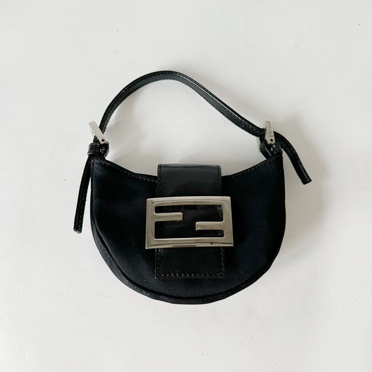 Fendi Black Neoprene Croissant Baguette Mini Bag