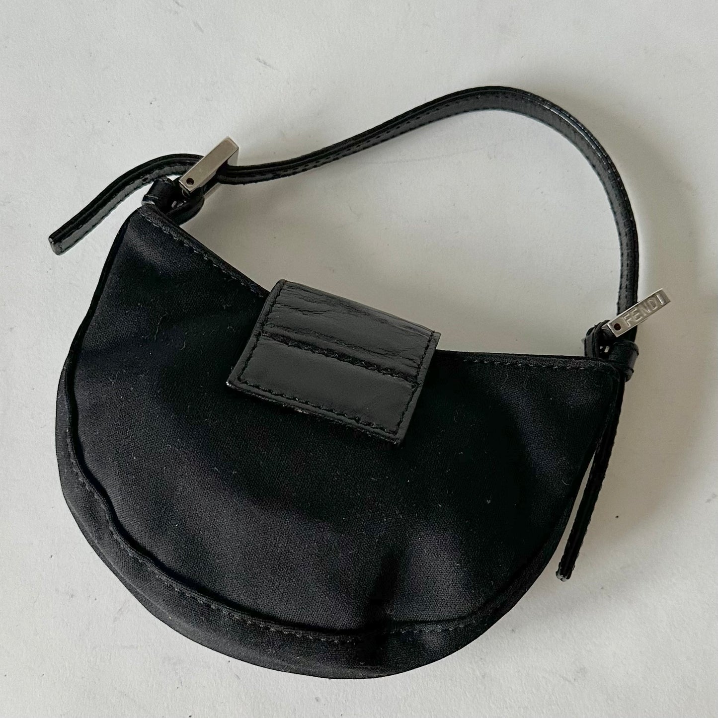 Fendi Black Neoprene Croissant Baguette Mini Bag