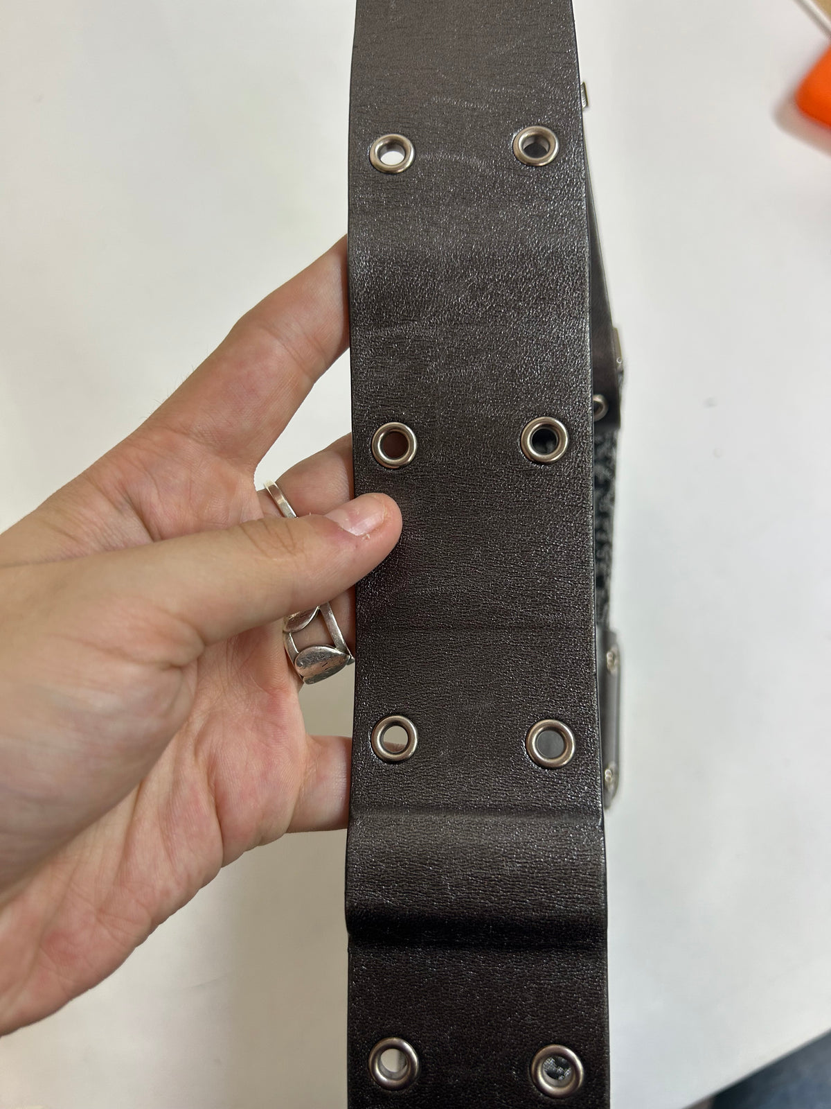 Christian Dior Metallic Gray Black Canvas & Leather Trotter Monogram Columbus Shoulder Bag