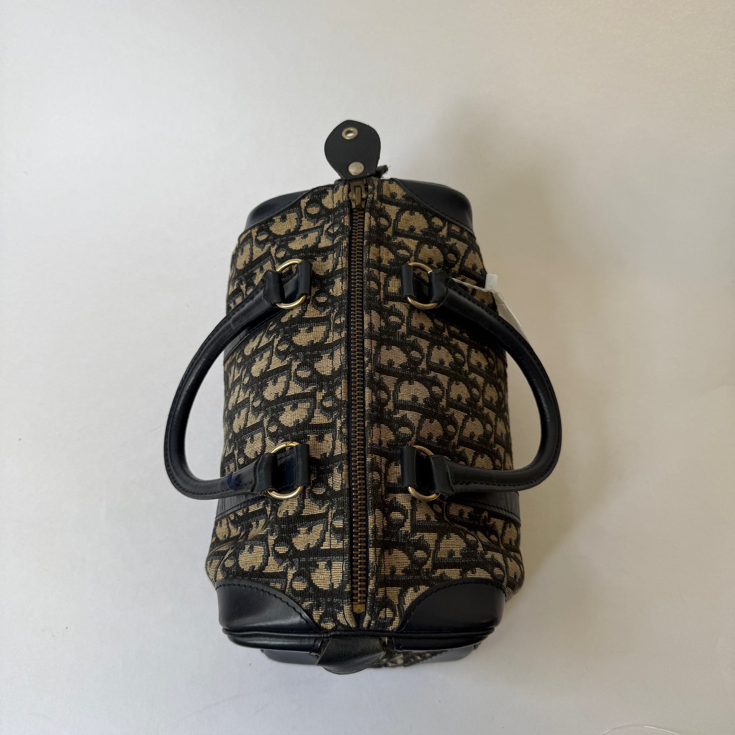 Christian Dior Navy Trotter Canvas Small Boston Bag
