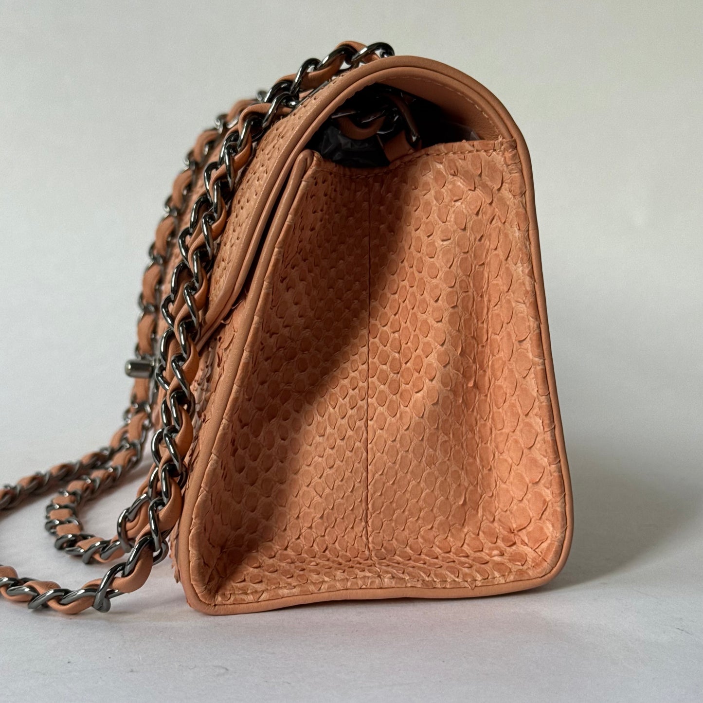 Chanel Python Peach Envelope Flap Chain Strap Shoulder Bag