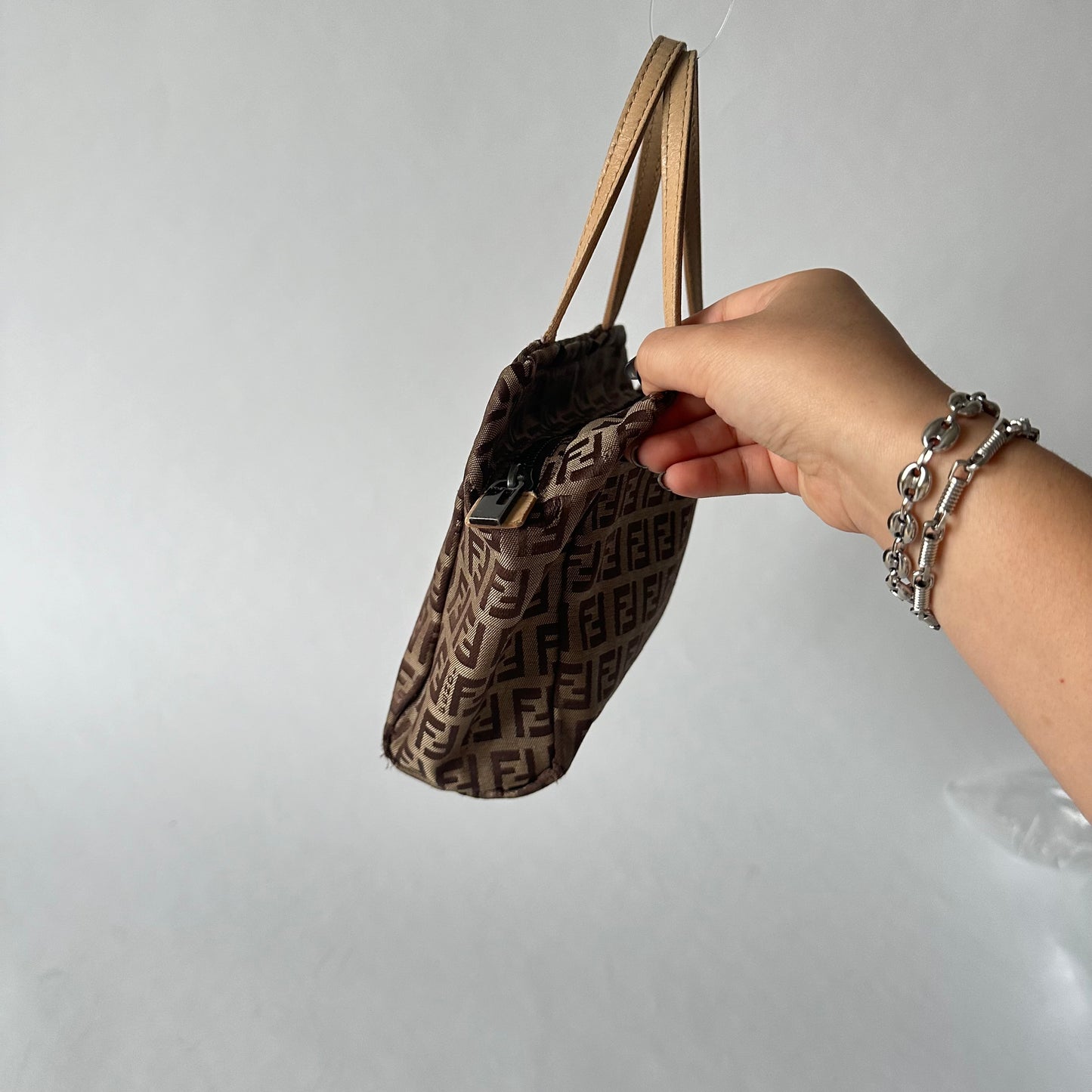 Fendi Brown Zucchino Mini Top Handle Bag
