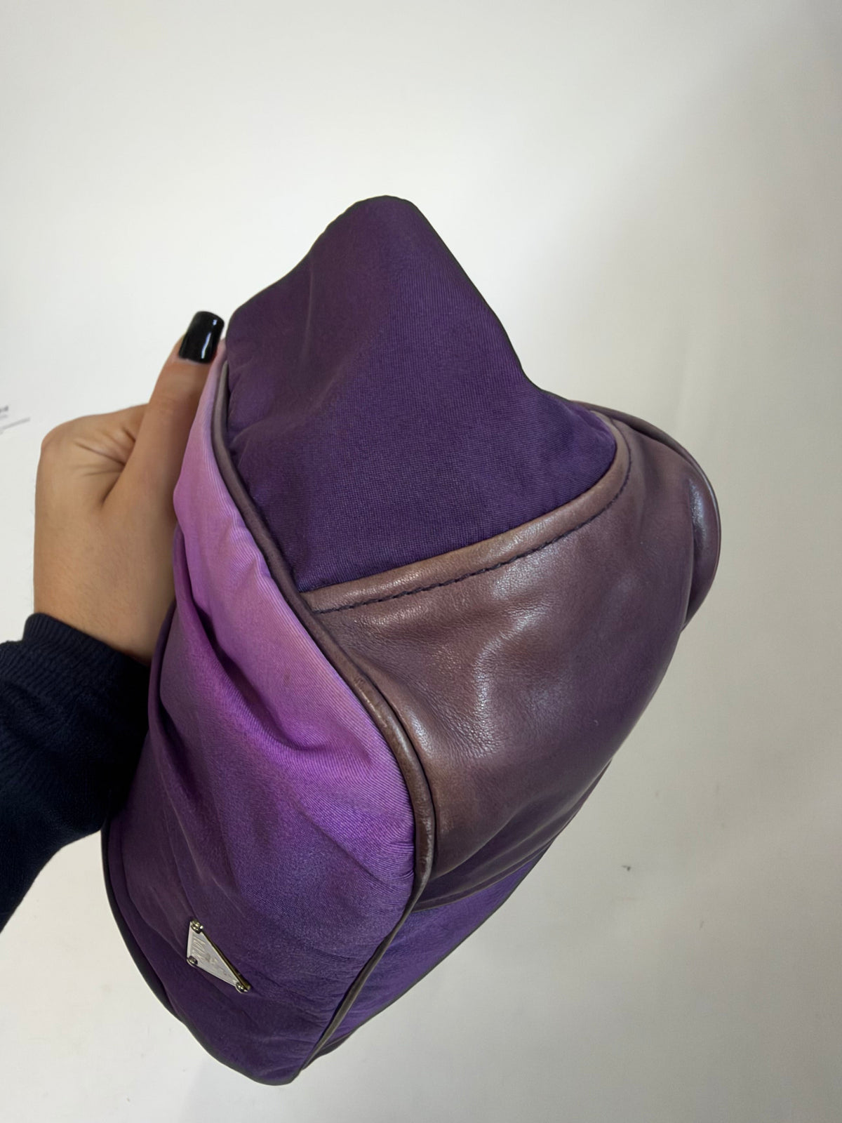 Prada Purple Ombre Nylon & Leather Shoulder Bag