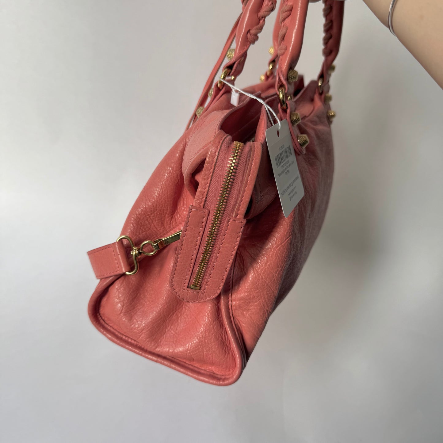 Balenciaga Coral Pink Leather Giant City Bag