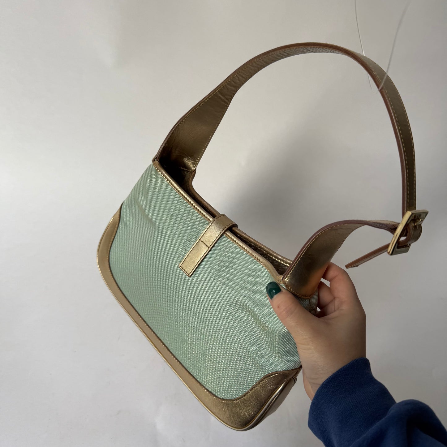 Gucci Teal & Gold Metallic Small Jackie Shoulder Bag