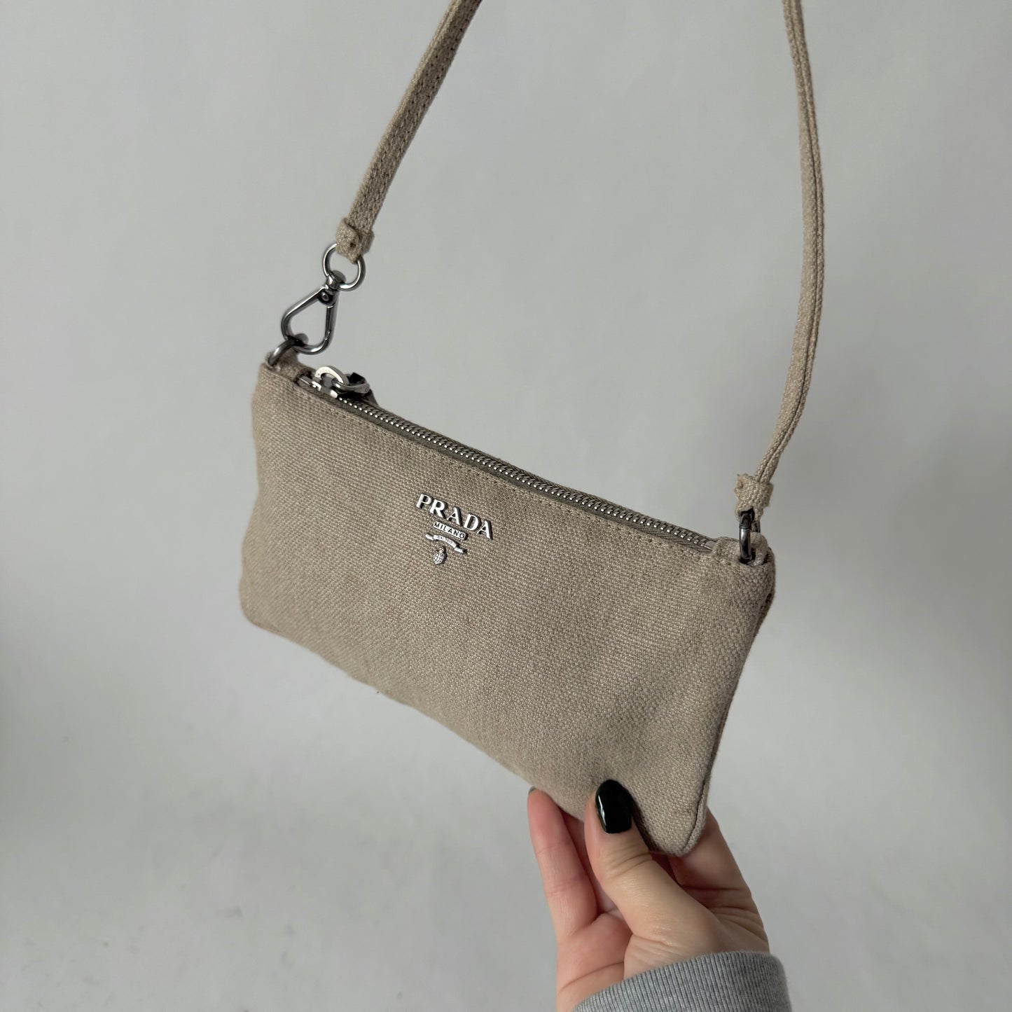 Prada Linen Mini Pochette Bag