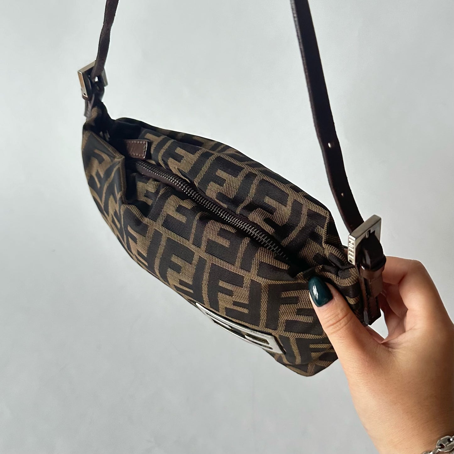 Fendi Brown Zucca Monogram Small Shoulder Bag