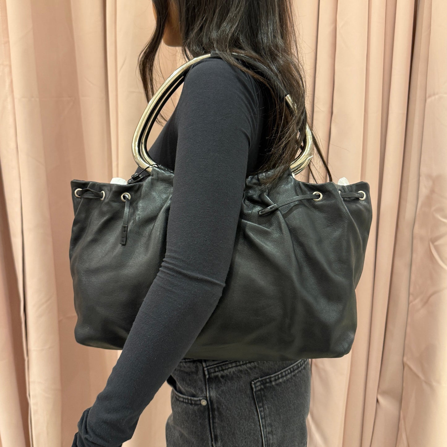 Prada Black Metal Handle Bag