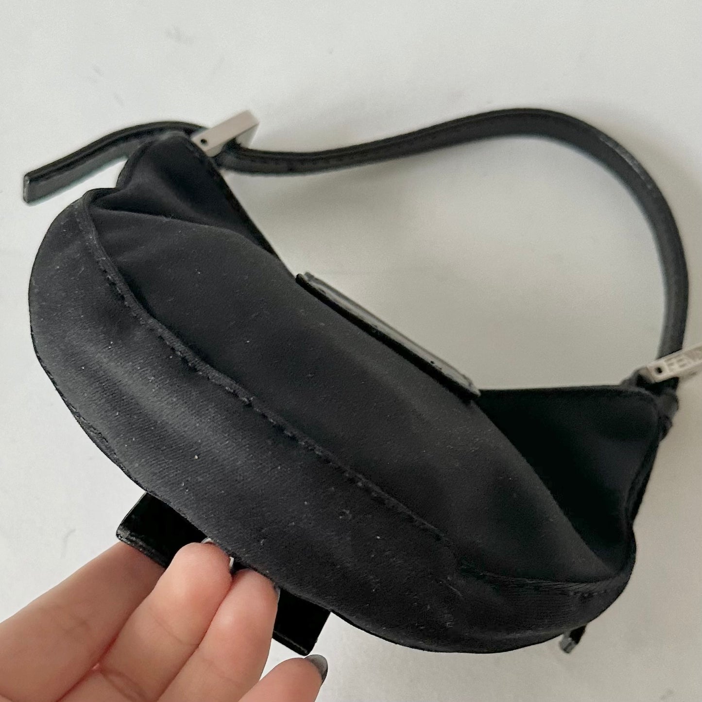 Fendi Black Neoprene Croissant Baguette Mini Bag