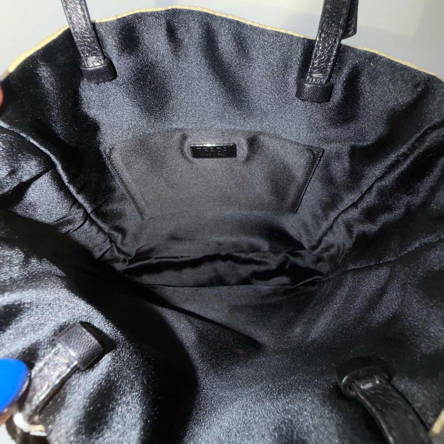 Prada Beige Nylon Embroidered Flower Tote bag