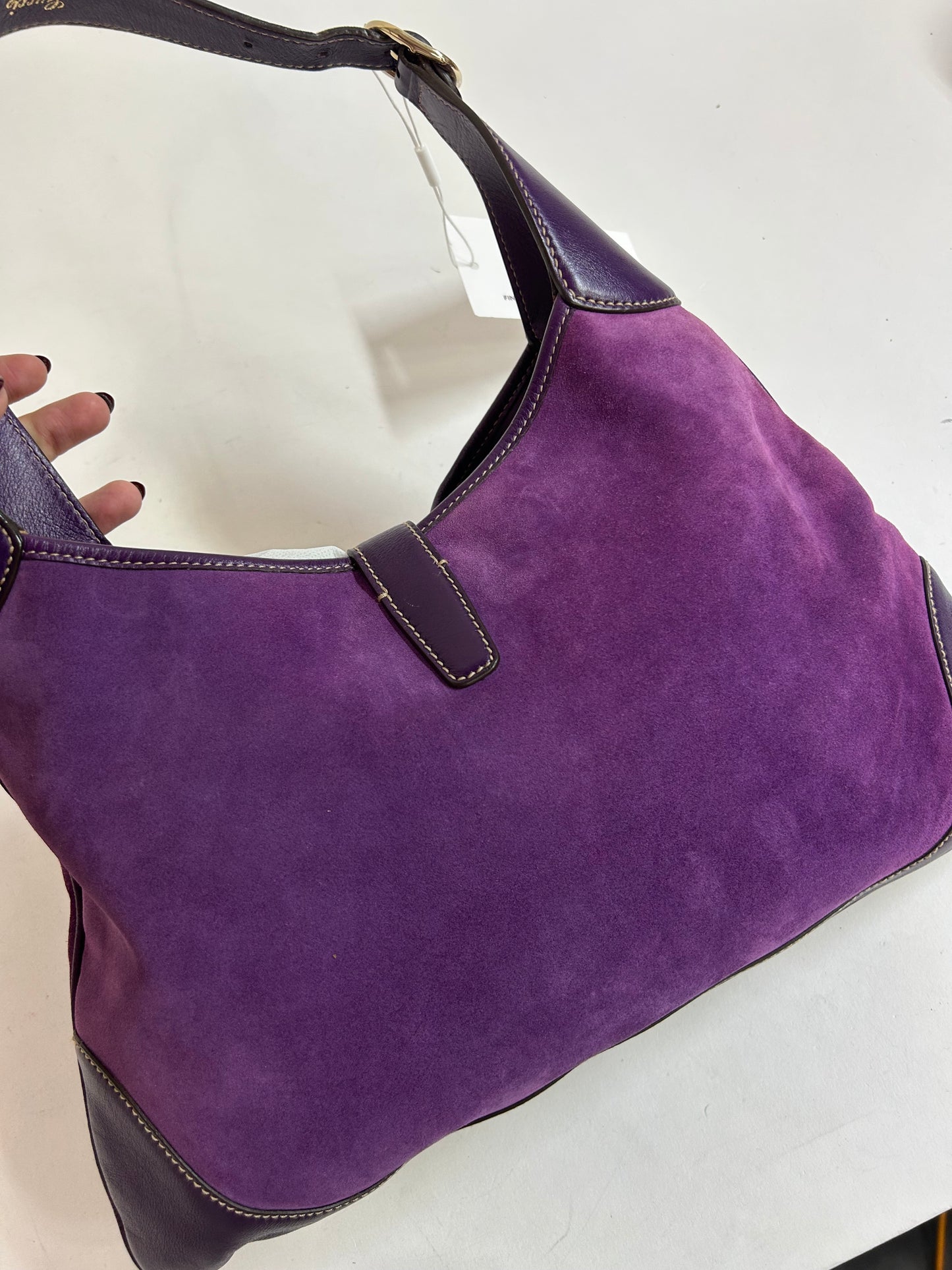 Gucci Purple Suede Studded Jackie Shoulder Bag