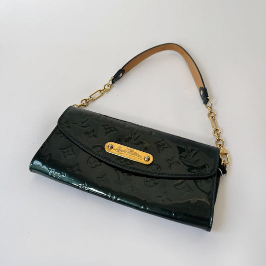 Louis Vuitton Green Vernis Sunset Boulevard Pochette Shoulder Bag