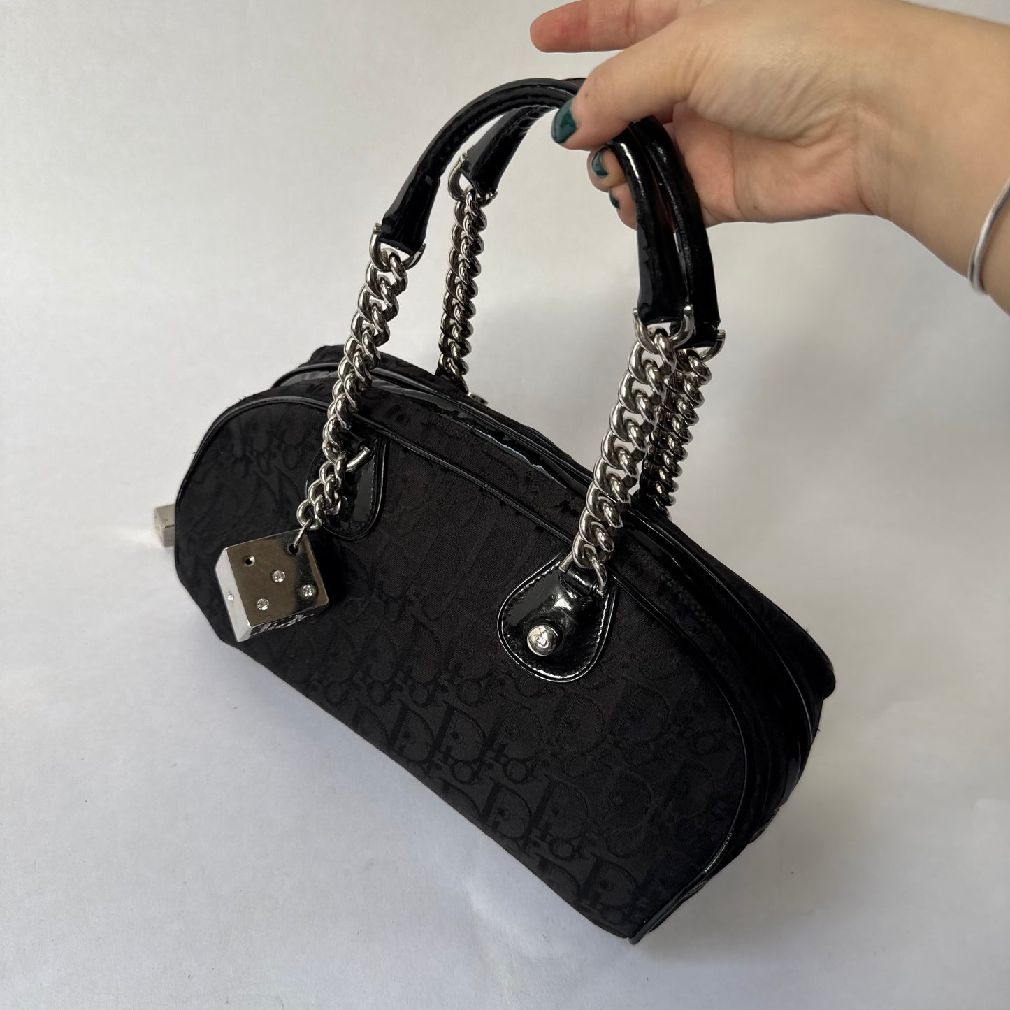 Christian Dior Black Trotter Gambler Dice Bowler Shoulder Bag