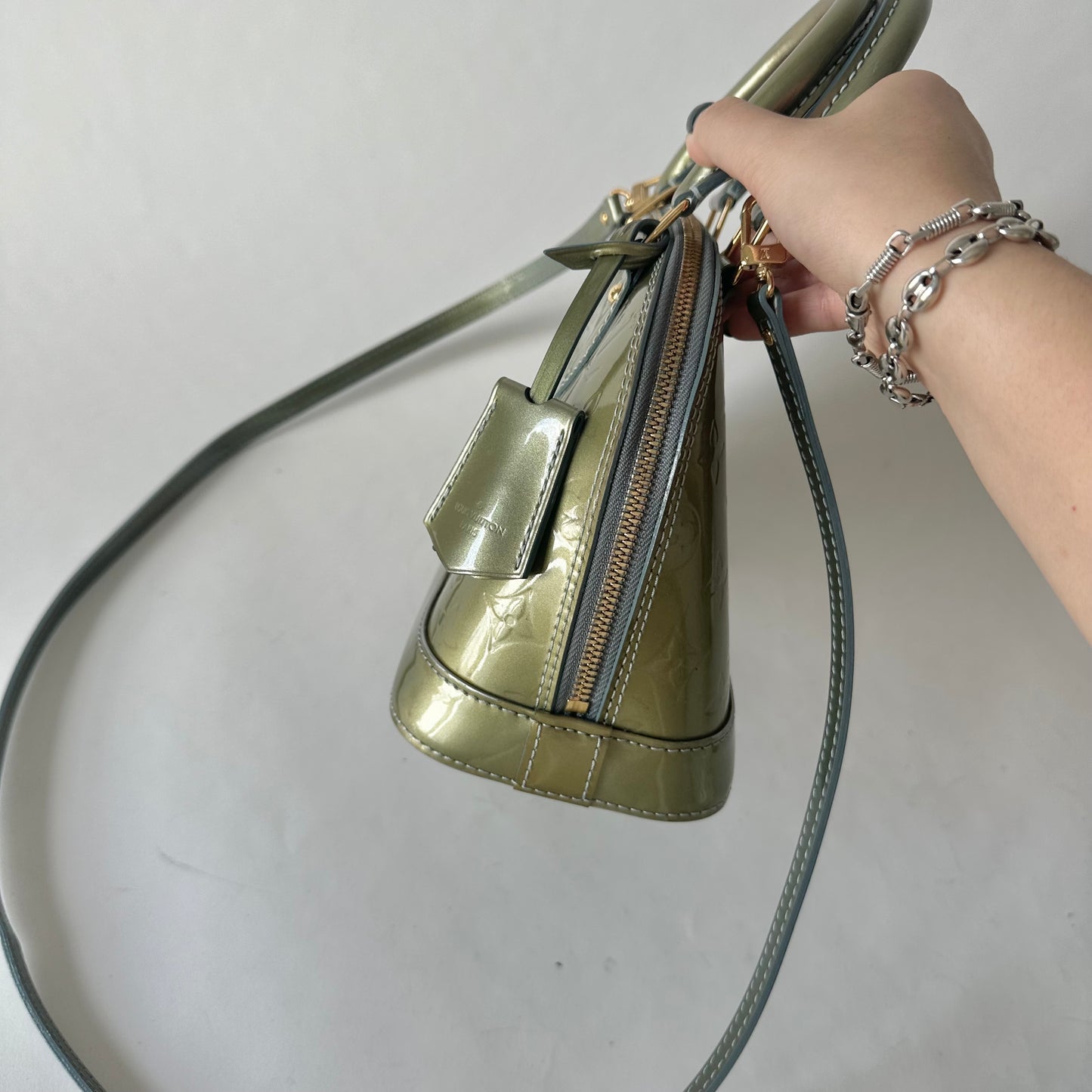 Louis Vuitton Green Vert Vernis Monogram Alma BB