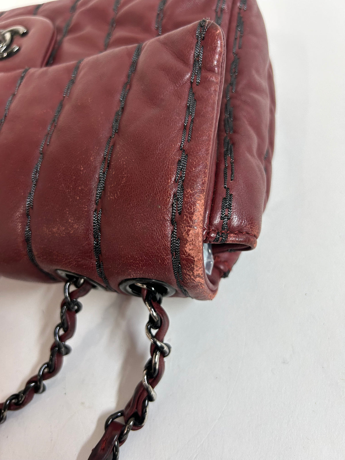 Chanel Dark Red Lambskin Vertical Flap Bag