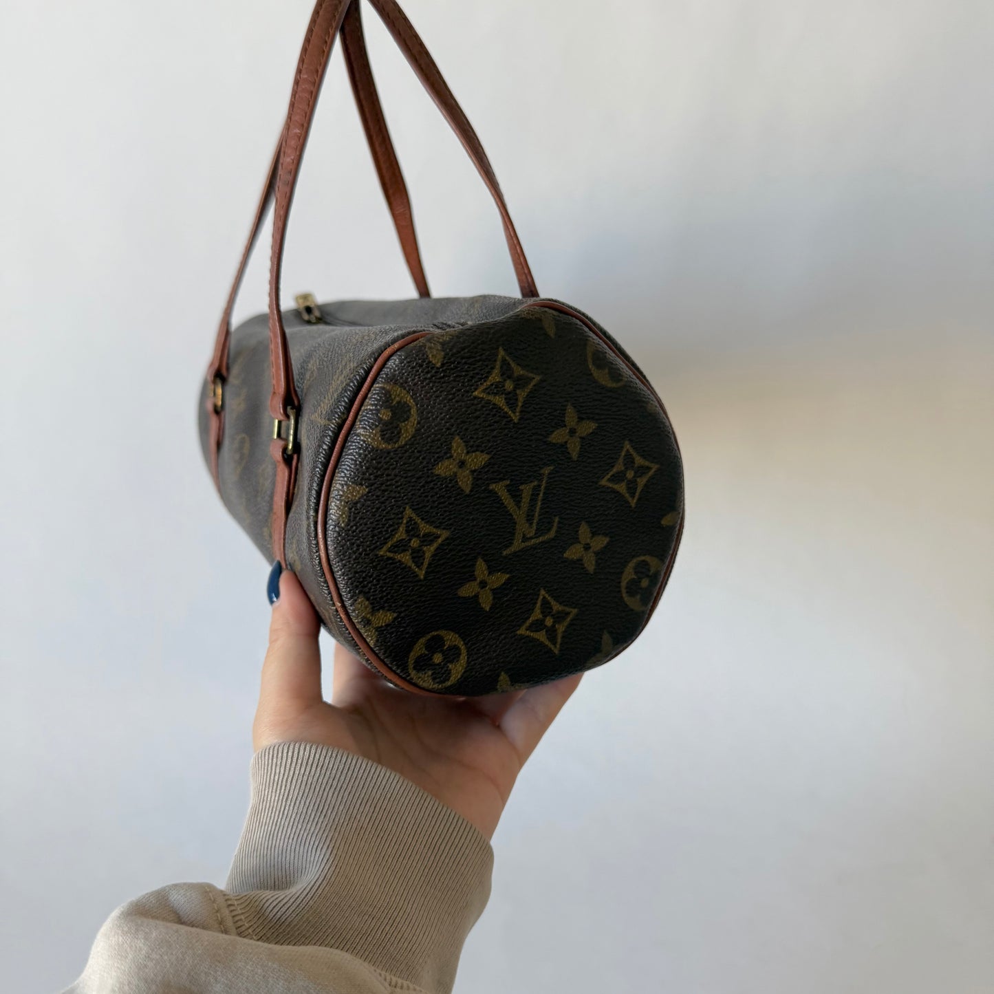 (Copy) Louis Vuitton Brown Monogram Papillon 26 Barrel Bag
