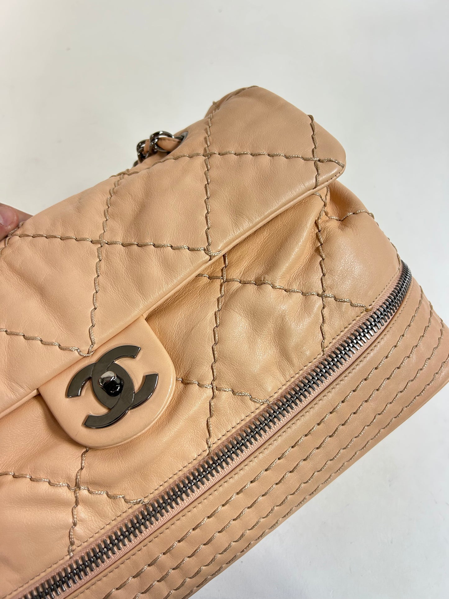 Chanel Pale Pink Quilted Calfskin Expandable Ligne Flap Bag