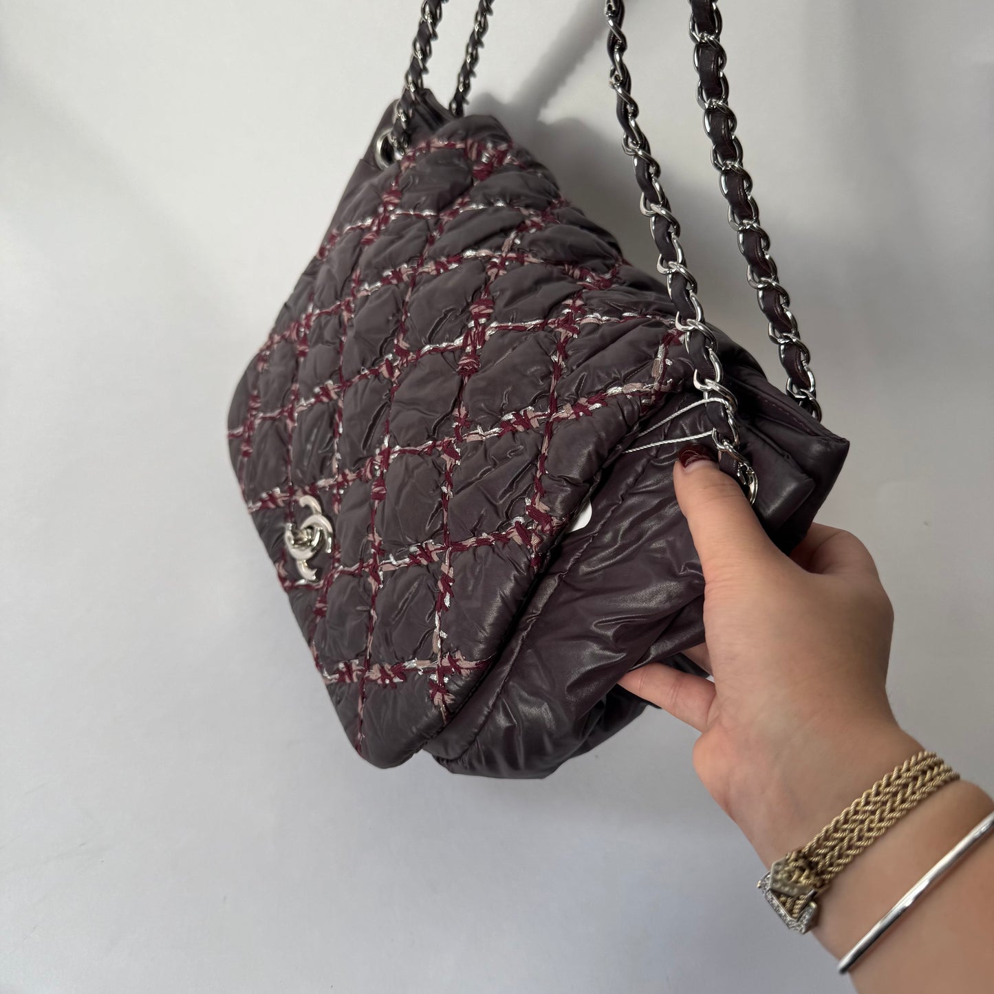 Chanel Paris-Byzance Purple Puffy Nylon Wild Stitch Flap