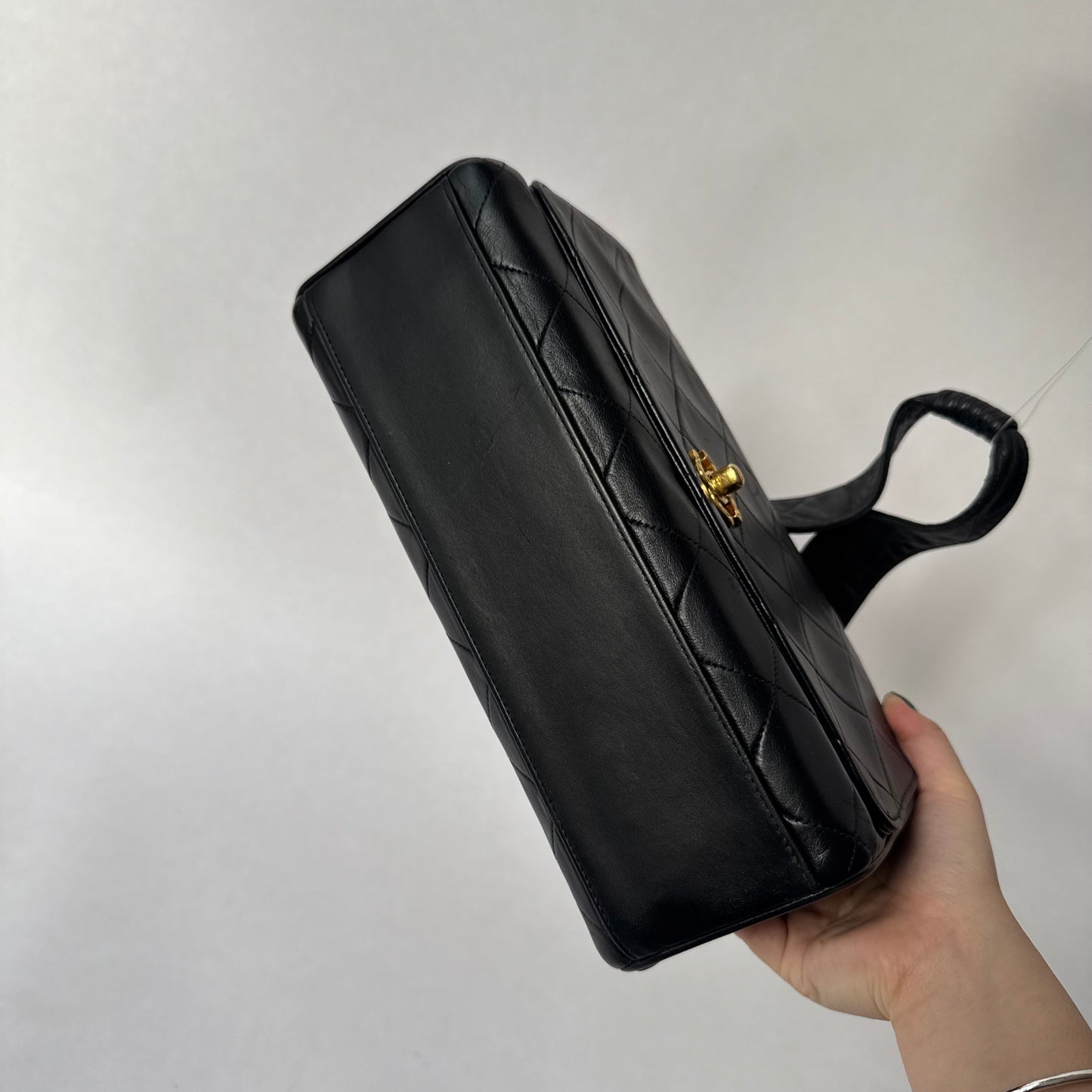 Chanel Black Lambskin Leather CC Box Flap