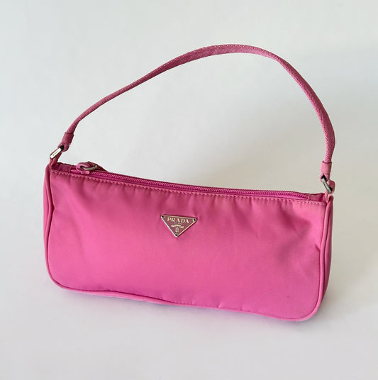 Prada Pink Nylon Pochette Bag