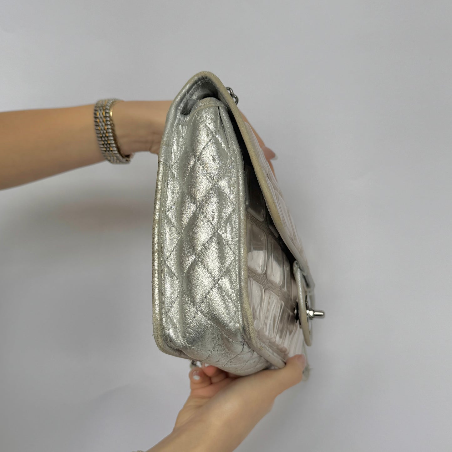 Chanel PVC & Lambskin Silver Ice Cube Flap Bag