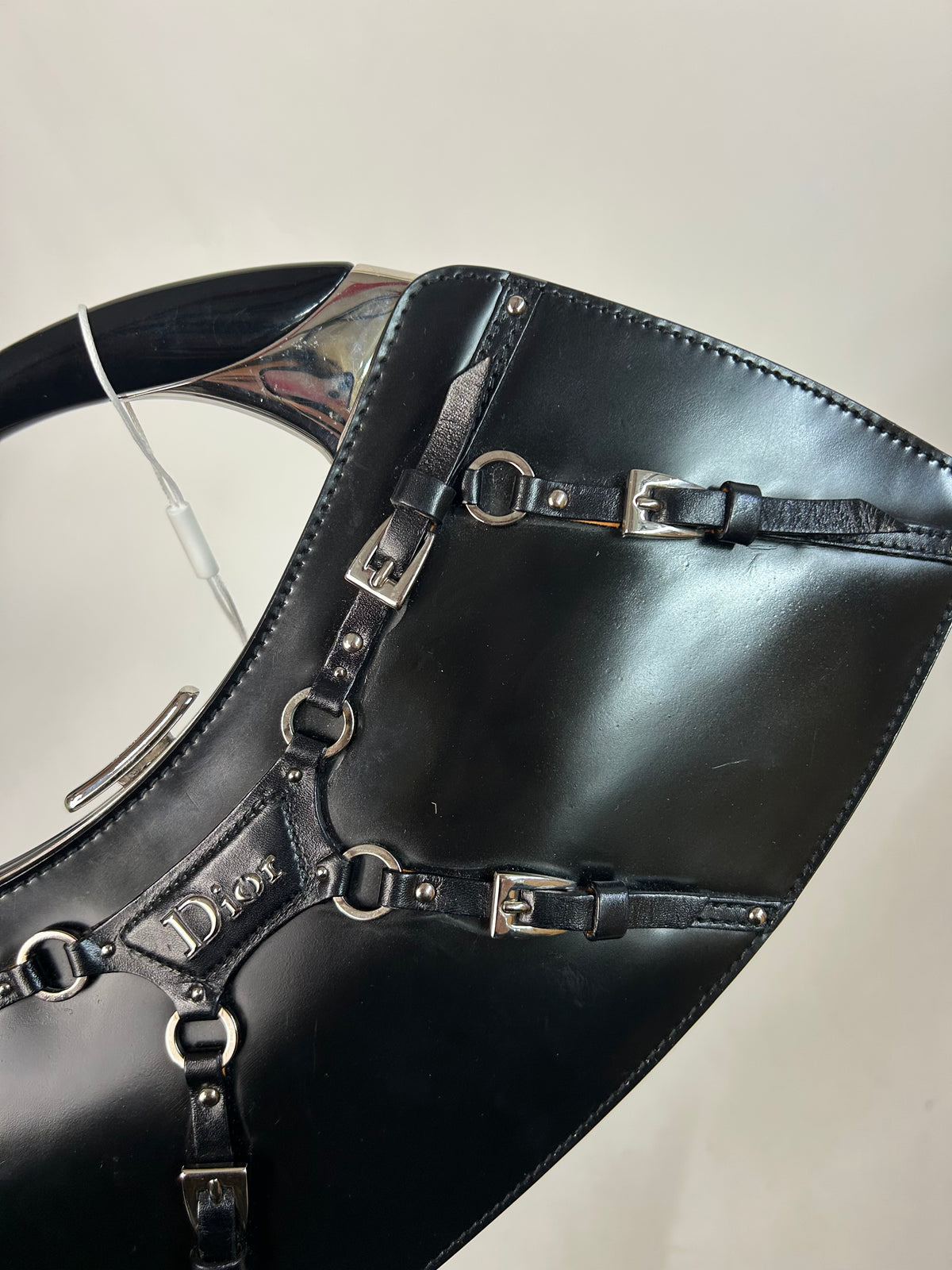 Christian Dior Leather Bondage Top Handle Bag