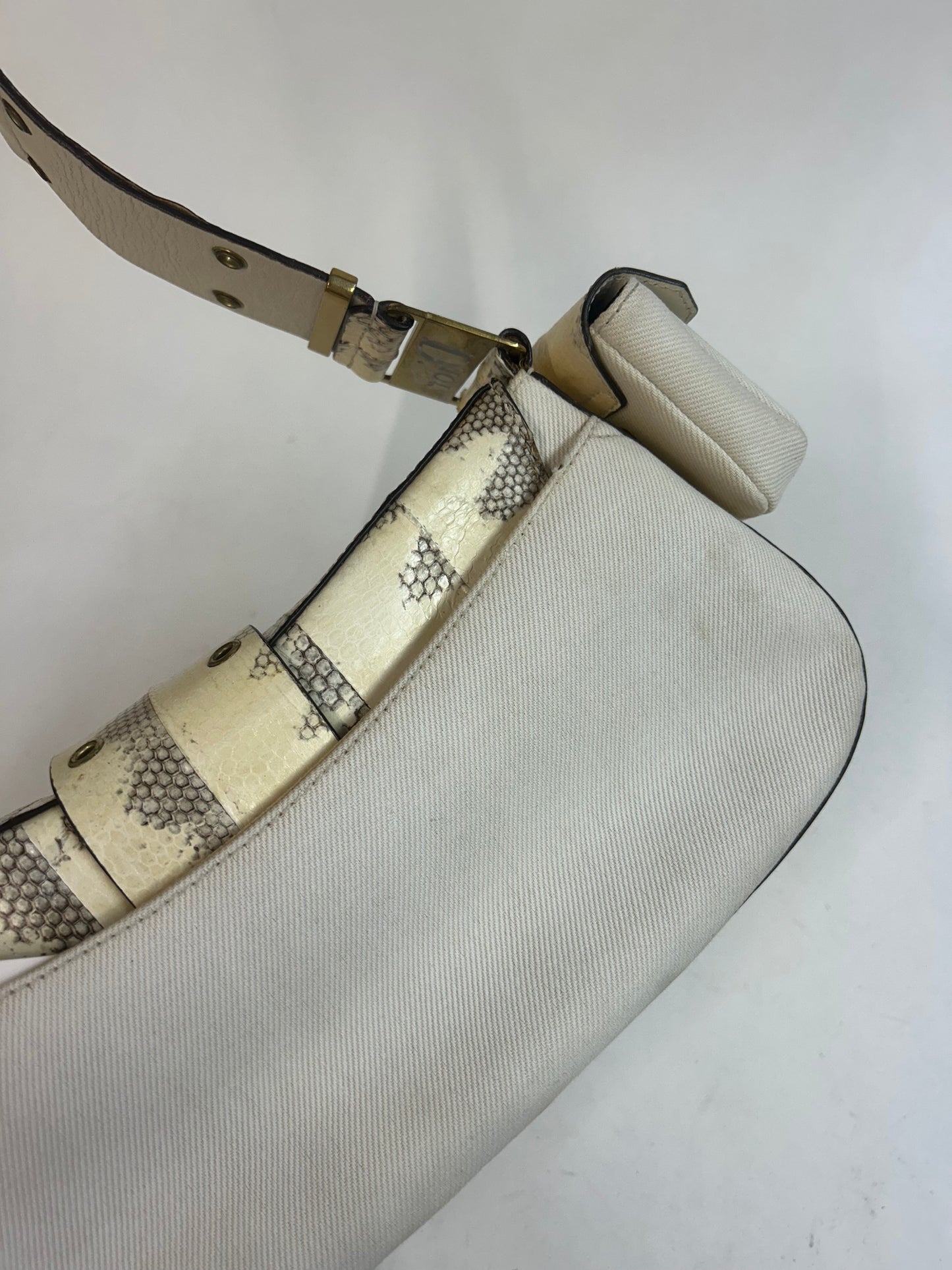 Christian Dior White Python Columbus Shoulder Bag
