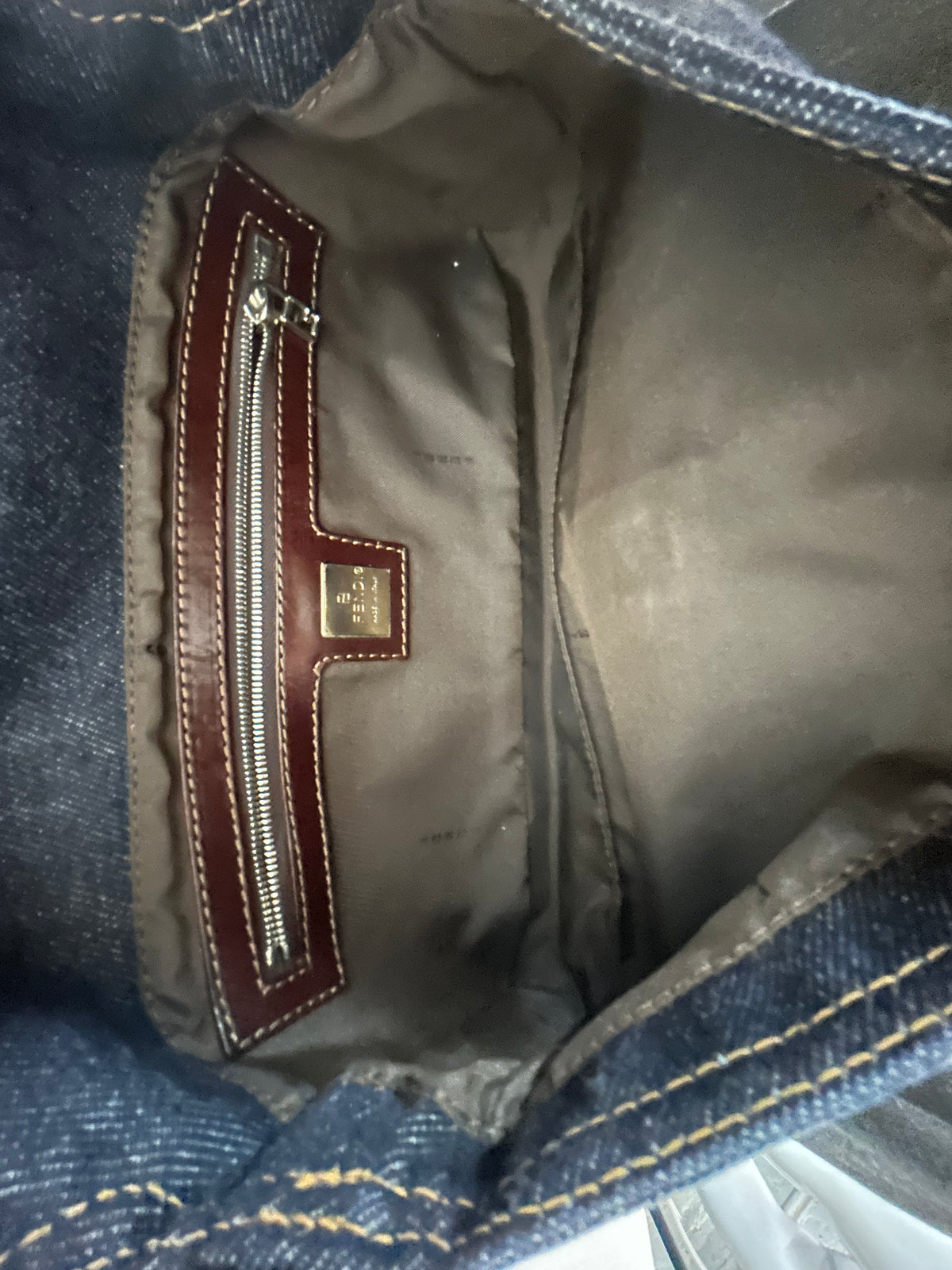 Fendi Denim Baguette Shoulder Bag SHW