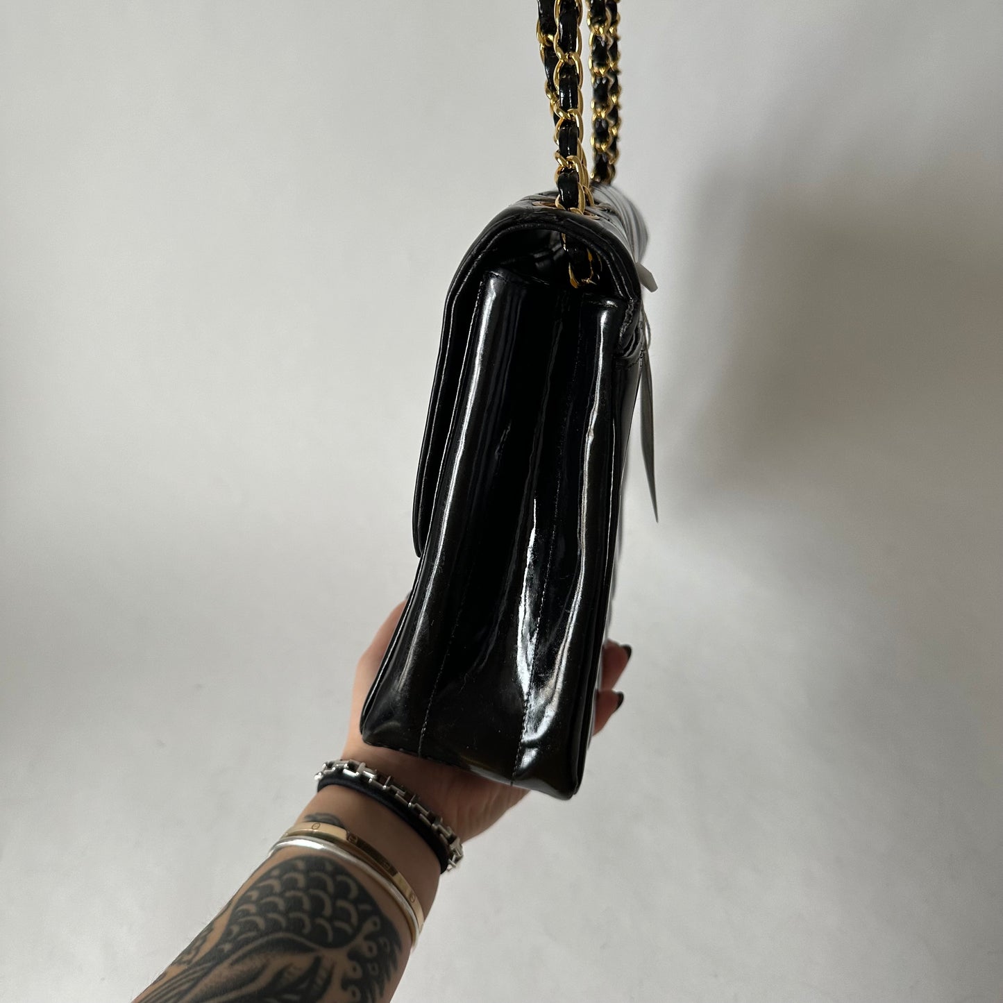 Chanel Black Patent Leather Vertical Flap 24K GPHW