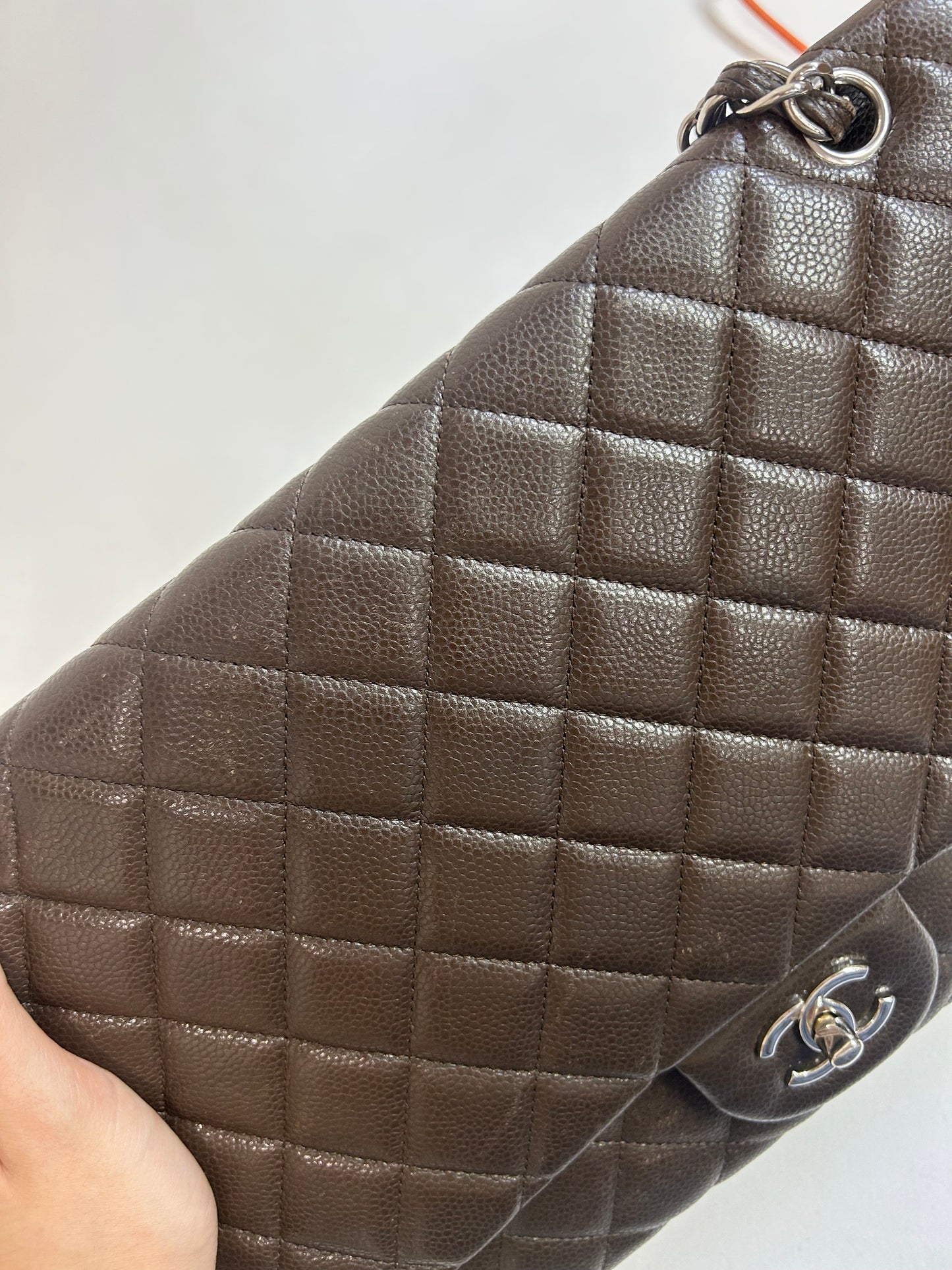 Chanel Brown Caviar Maxi Double Flap Bag