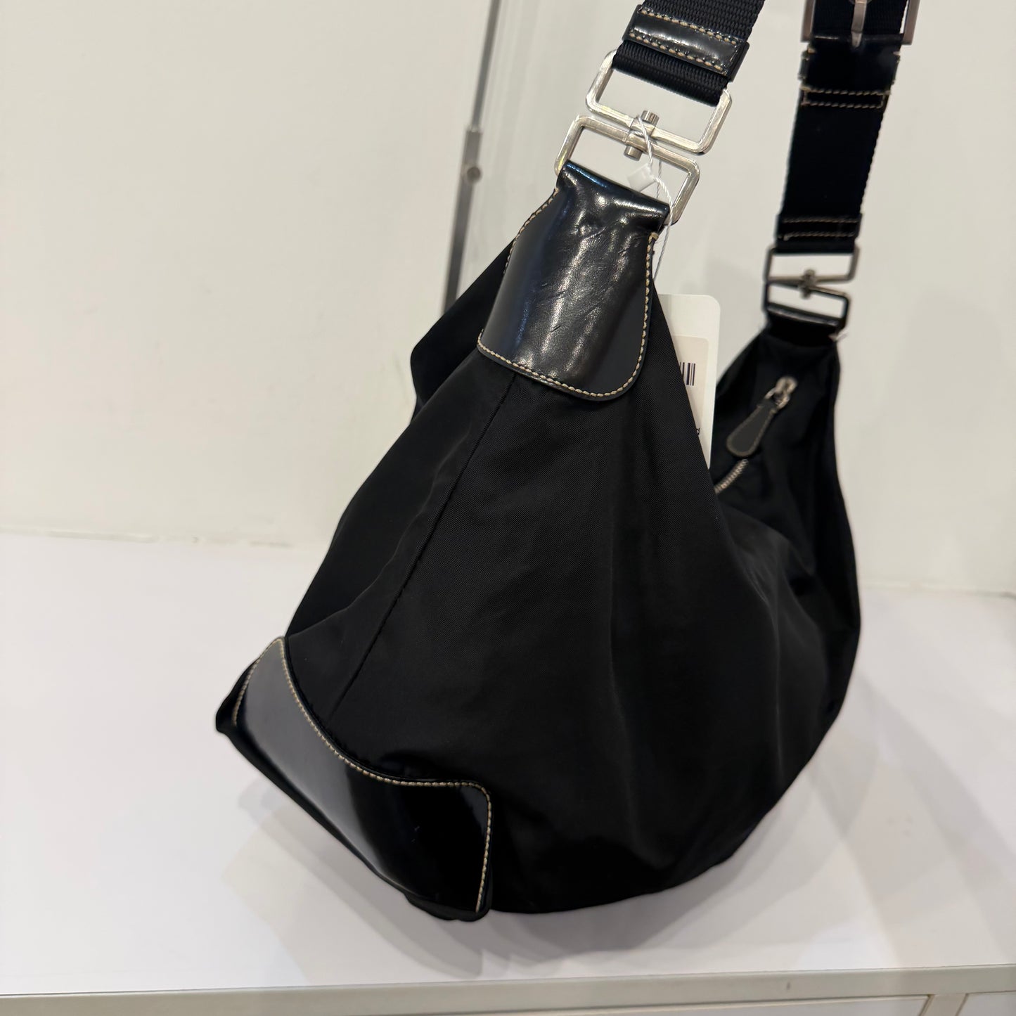 Prada Black Nylon Large Hobo Shoulder Bag