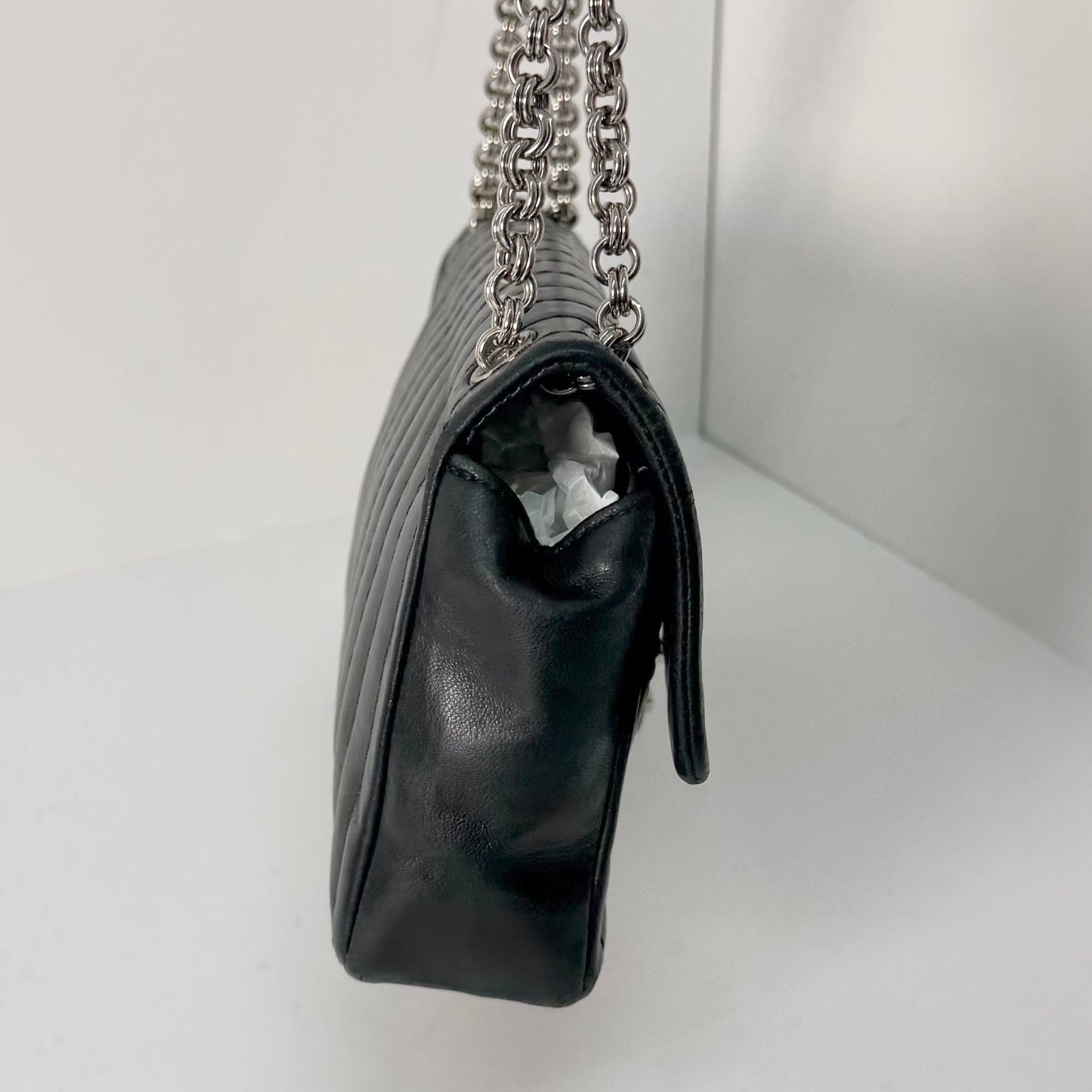 Chanel Black Lambskin Vertical Quilted Flap w/ Bijoux Chain Strap