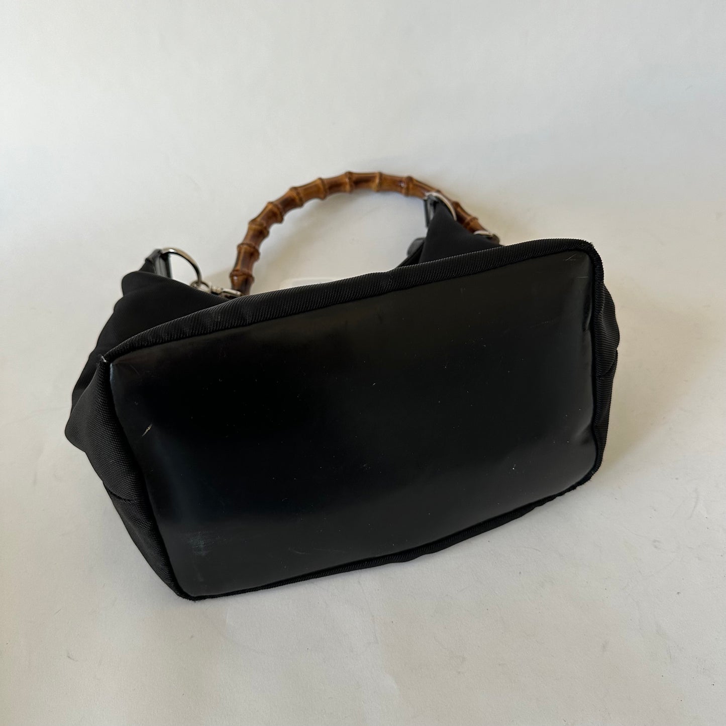 Gucci Black Nylon Bamboo Tote