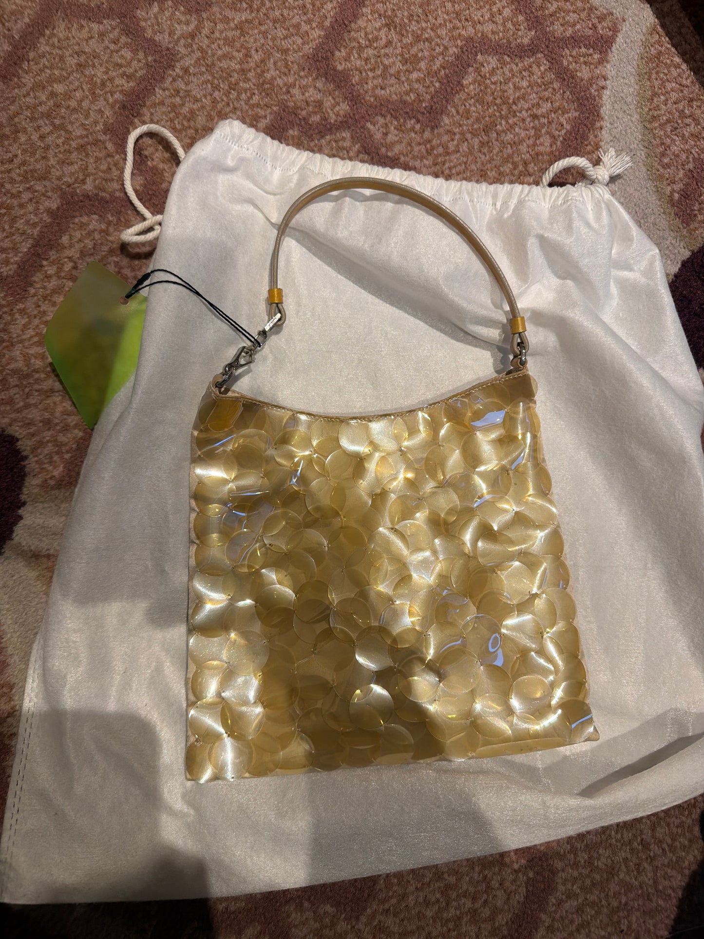 RARE Prada Baby Yellow Plastic Sequin Disk Small Shoulder Bag