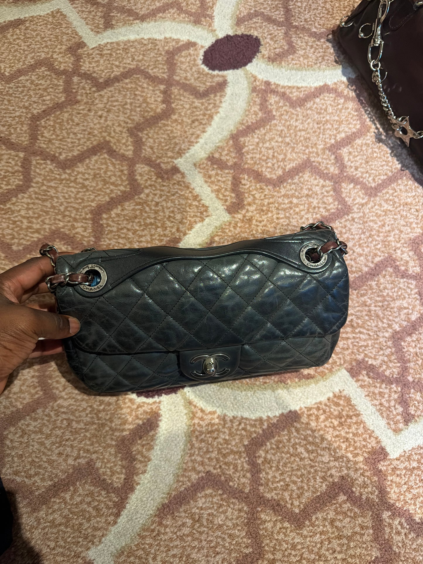 Chanel Black Lambskin Leather "In The Mix" Flap Bag