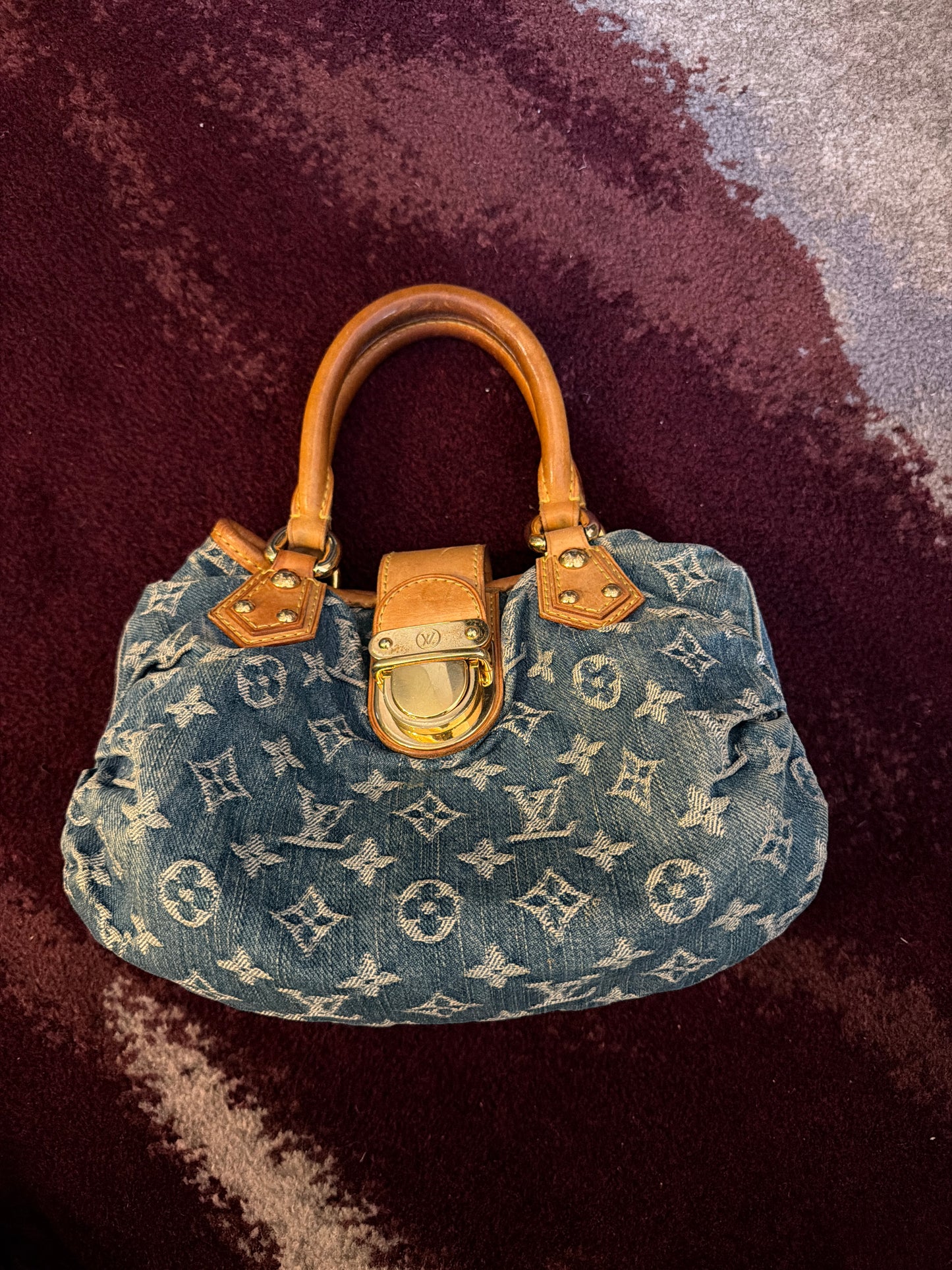 Louis Vuitton Denim Monogram Pleaty Top Handle Bag