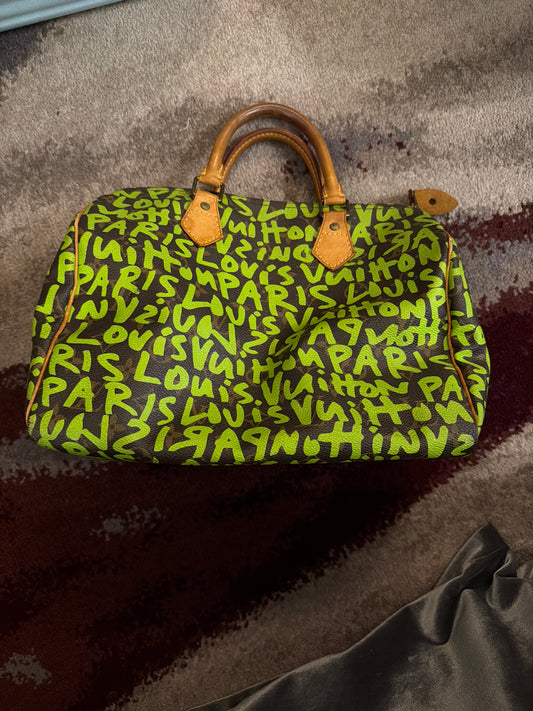 Louis Vuitton X Stephen Sprouse Brown & Neon Green Monogram Graffiti Speedy 30