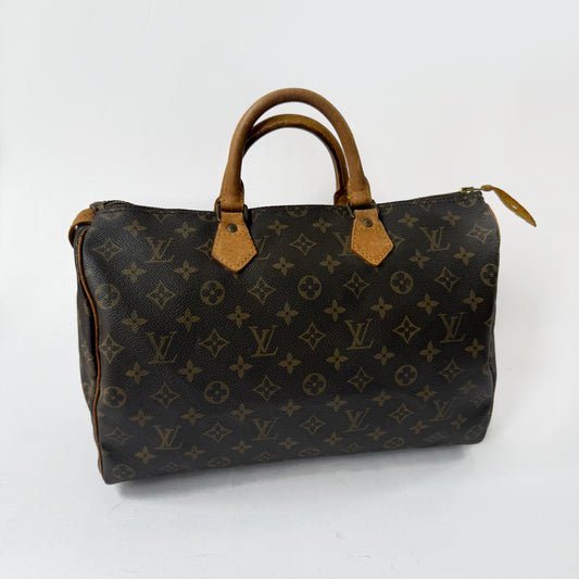 Louis Vuitton Brown Monogram Speedy 35 Boston Bag