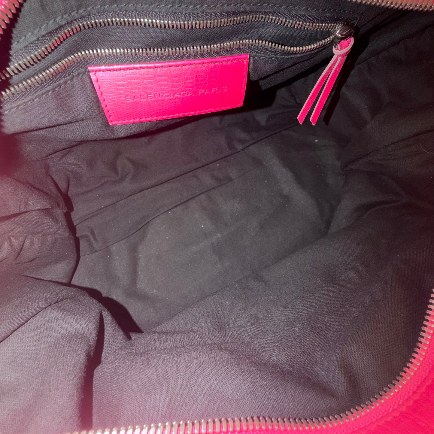 Balenciaga Neon Pink Leather Lizard Embossed Agneau Hardware Medium Le City Bag