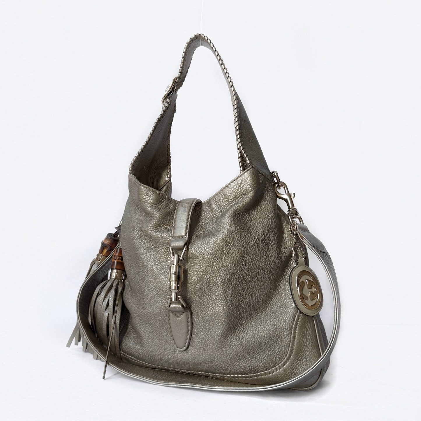 Gucci Gold Metallic Leather Slouchy Jackie Shoulder Bag